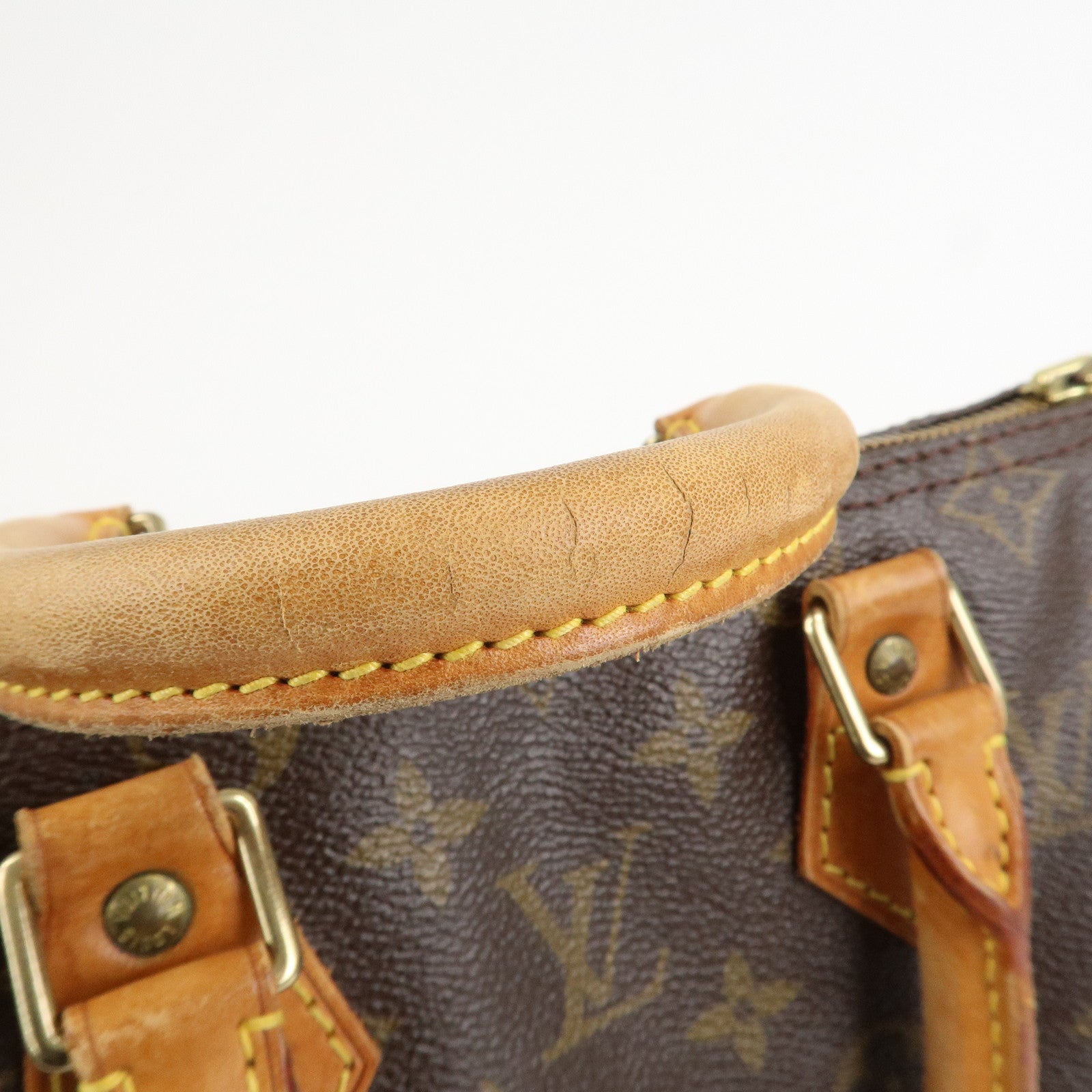 Louis Vuitton Monogram Canvas Leather Speedy 25 Boston Bag M41528