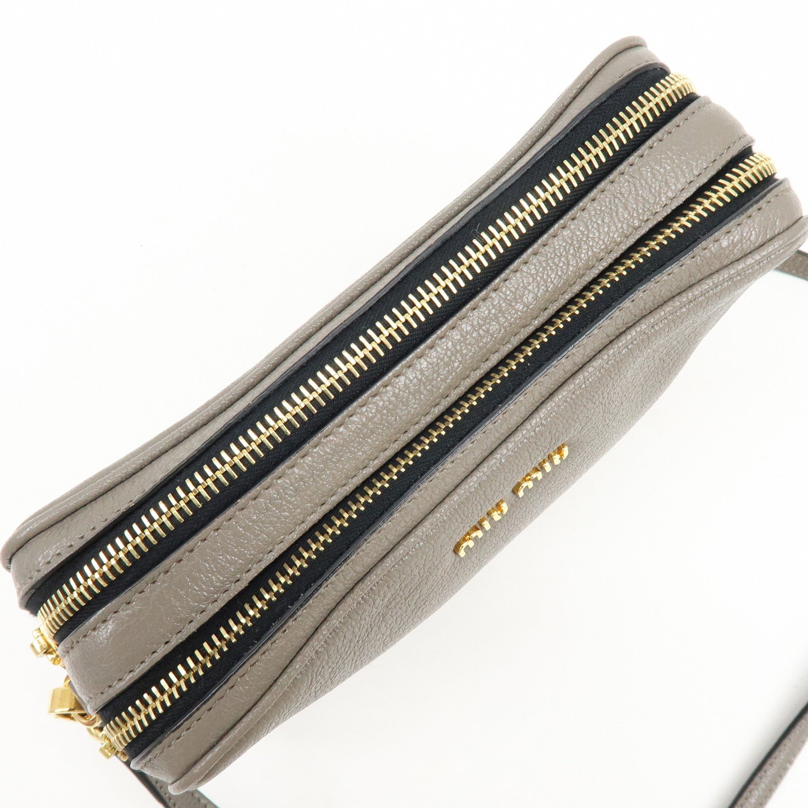 MIU MIU Madras Leather Shoulder Bag Crossbody Bag Gray