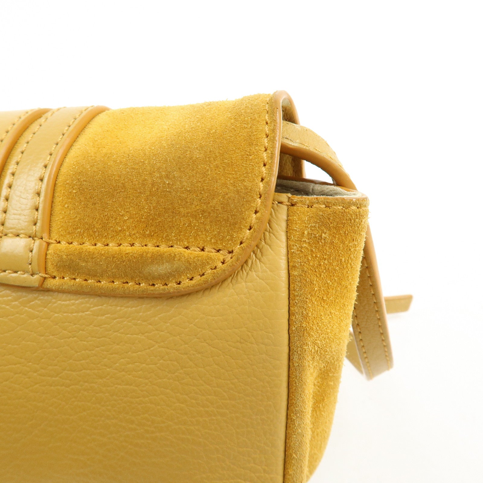 Chloe See by Chloe Suede Joan Leather Shoulder Bag Mustard