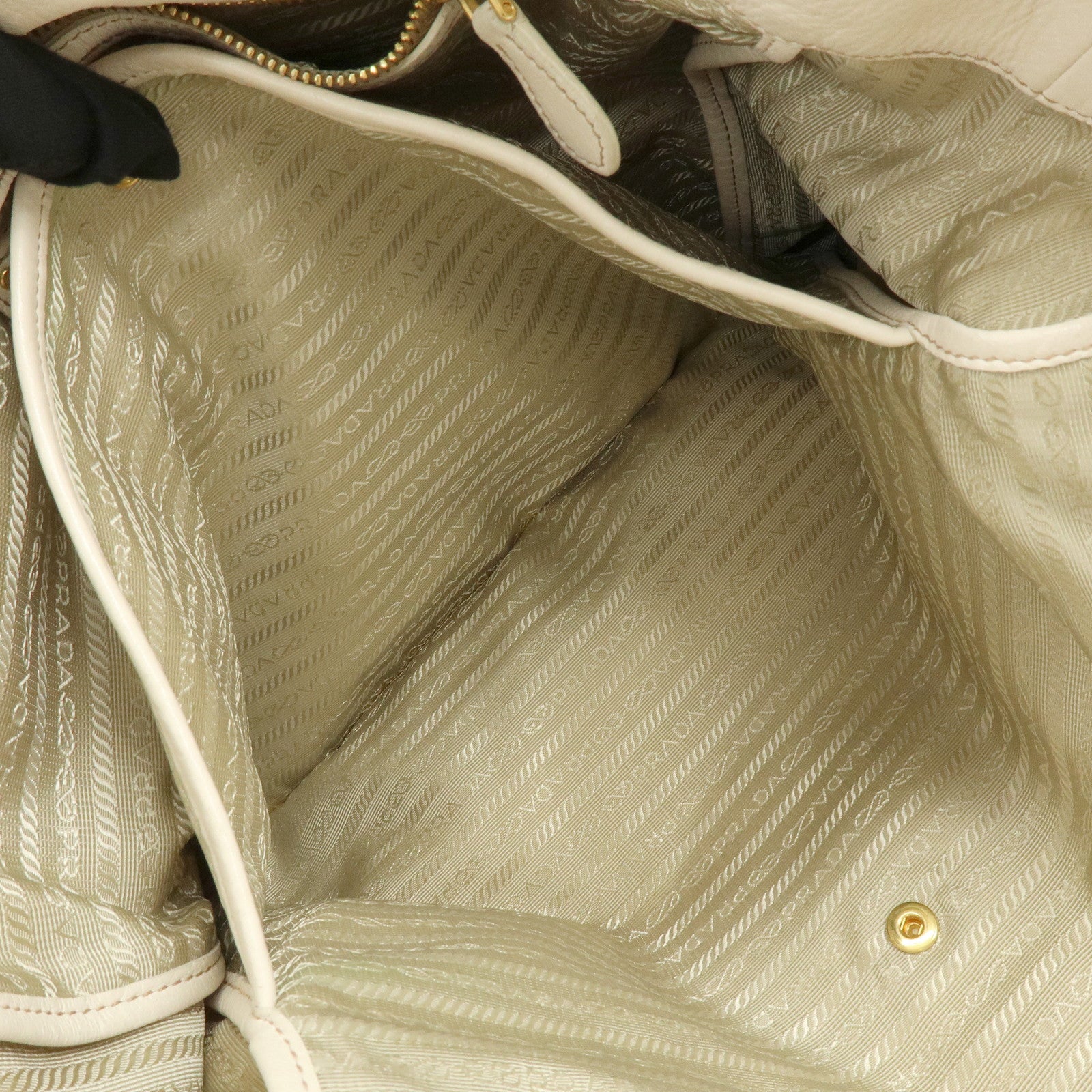 PRADA Logo Leather 2Way Bag Hand Bag Shoulder Bag Ivory