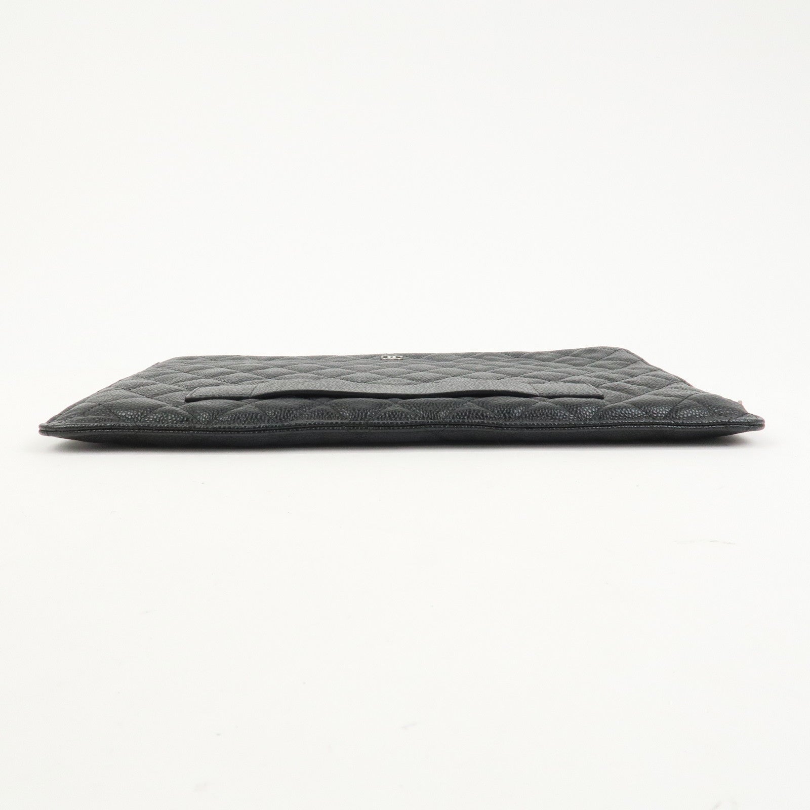CHANEL COCO Mark Caviarskin Matelasse Clutch Bag Black A82388