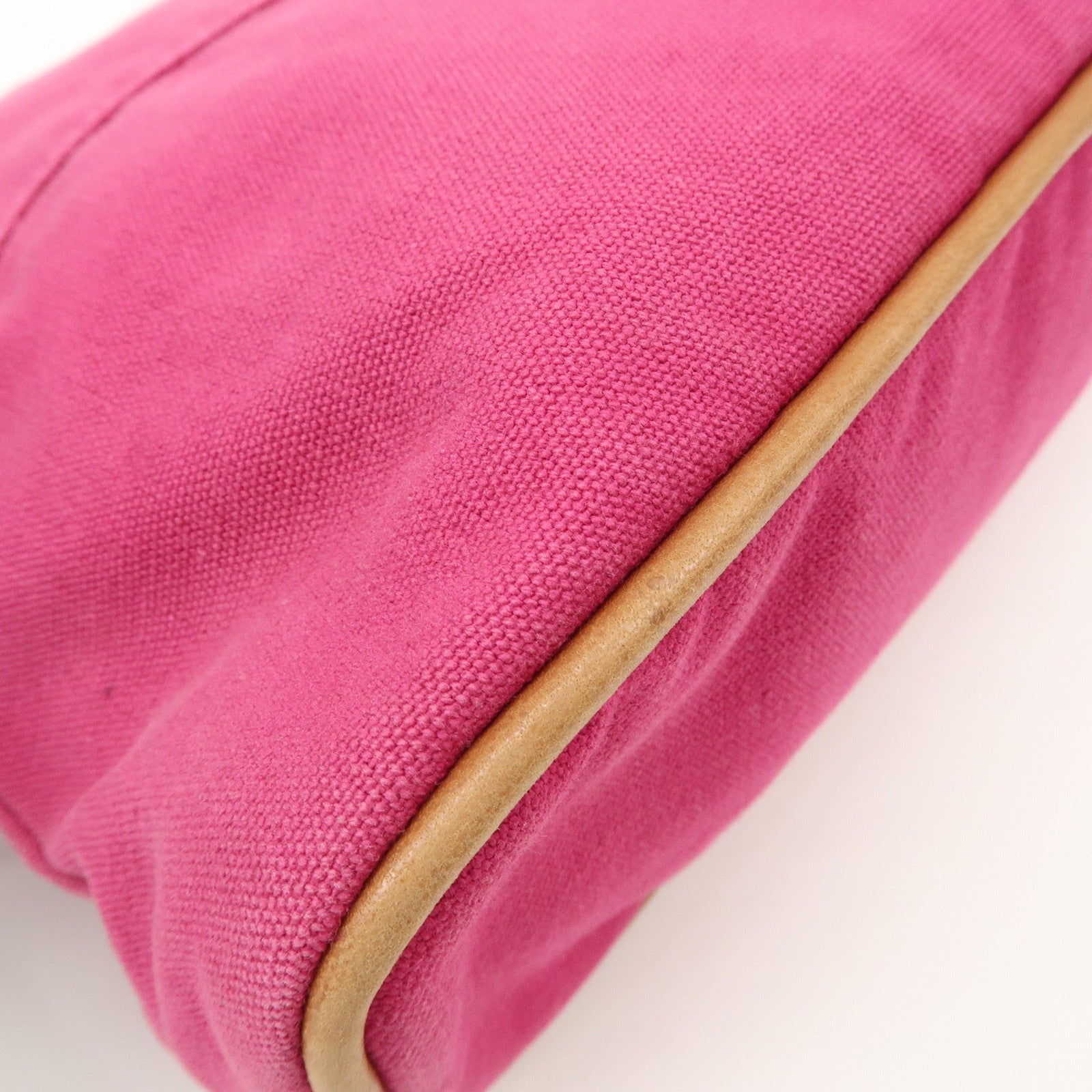 HERMES Leather Canvas Bolide Pouch Cosmetic Pouch MM Pink Used