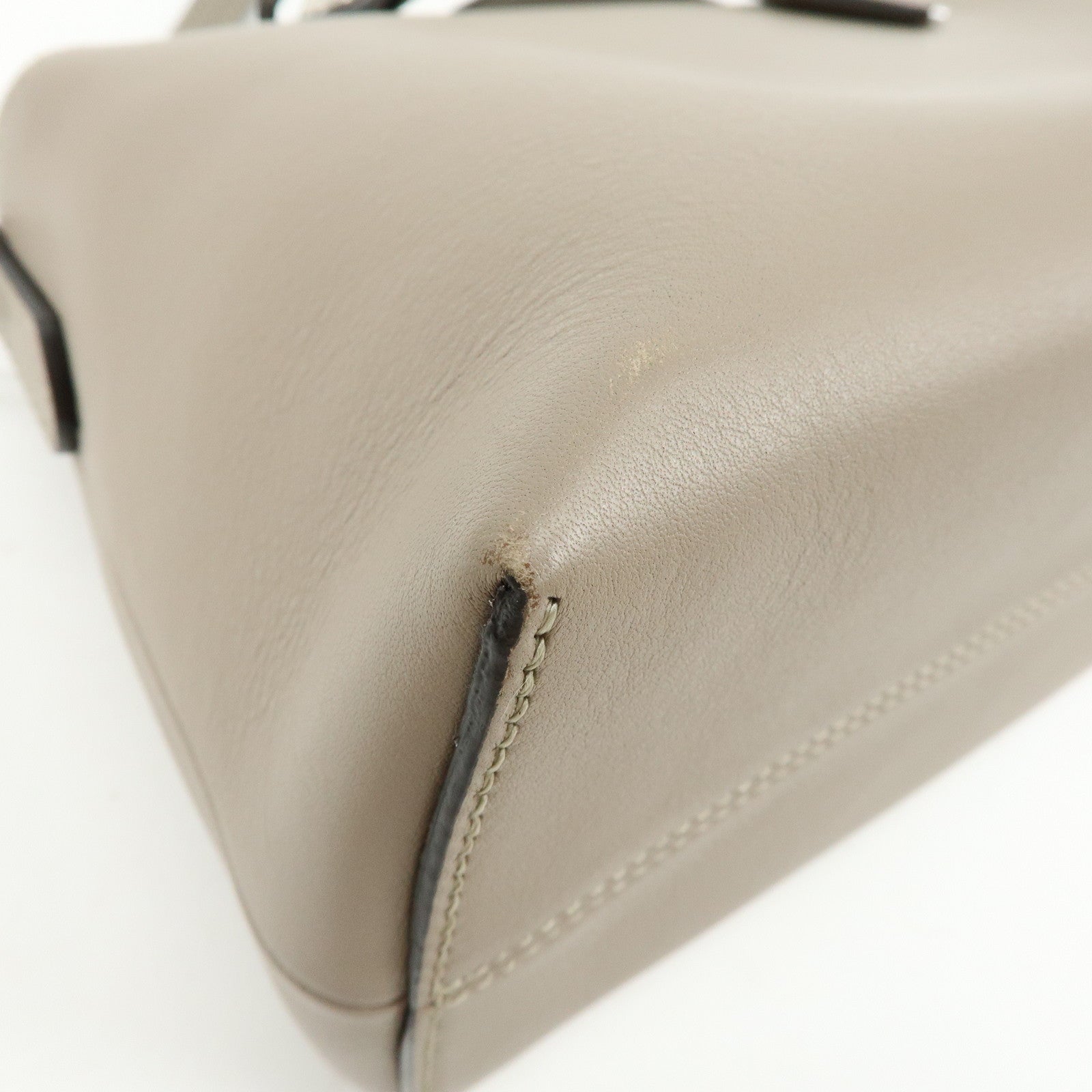 FENDI By The Way Leather 2Way Hand Bag Shoulder Bag Greige 8BL146