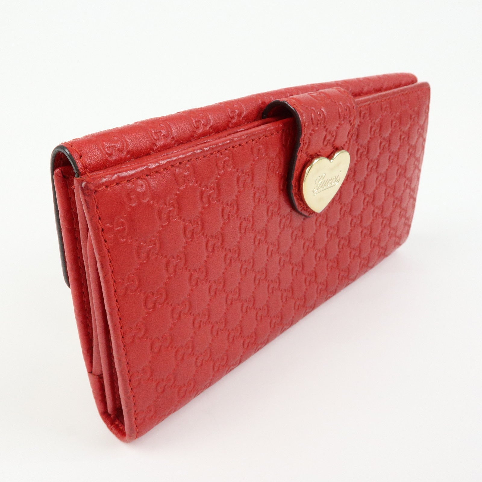 GUCCI Lovely Heart Microguccissima Leather Long Wallet Red 203550