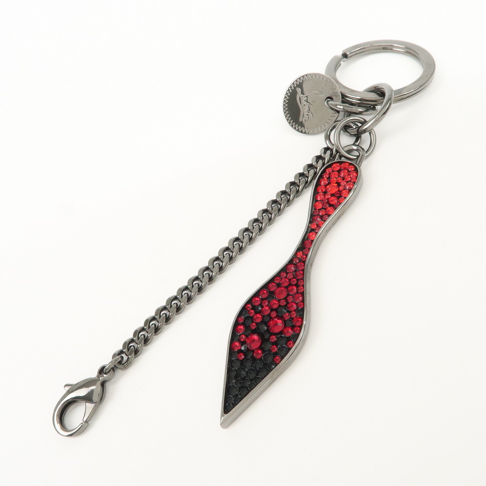 Christian Louboutin Metal Plastic Bag Charm Key Ring Red