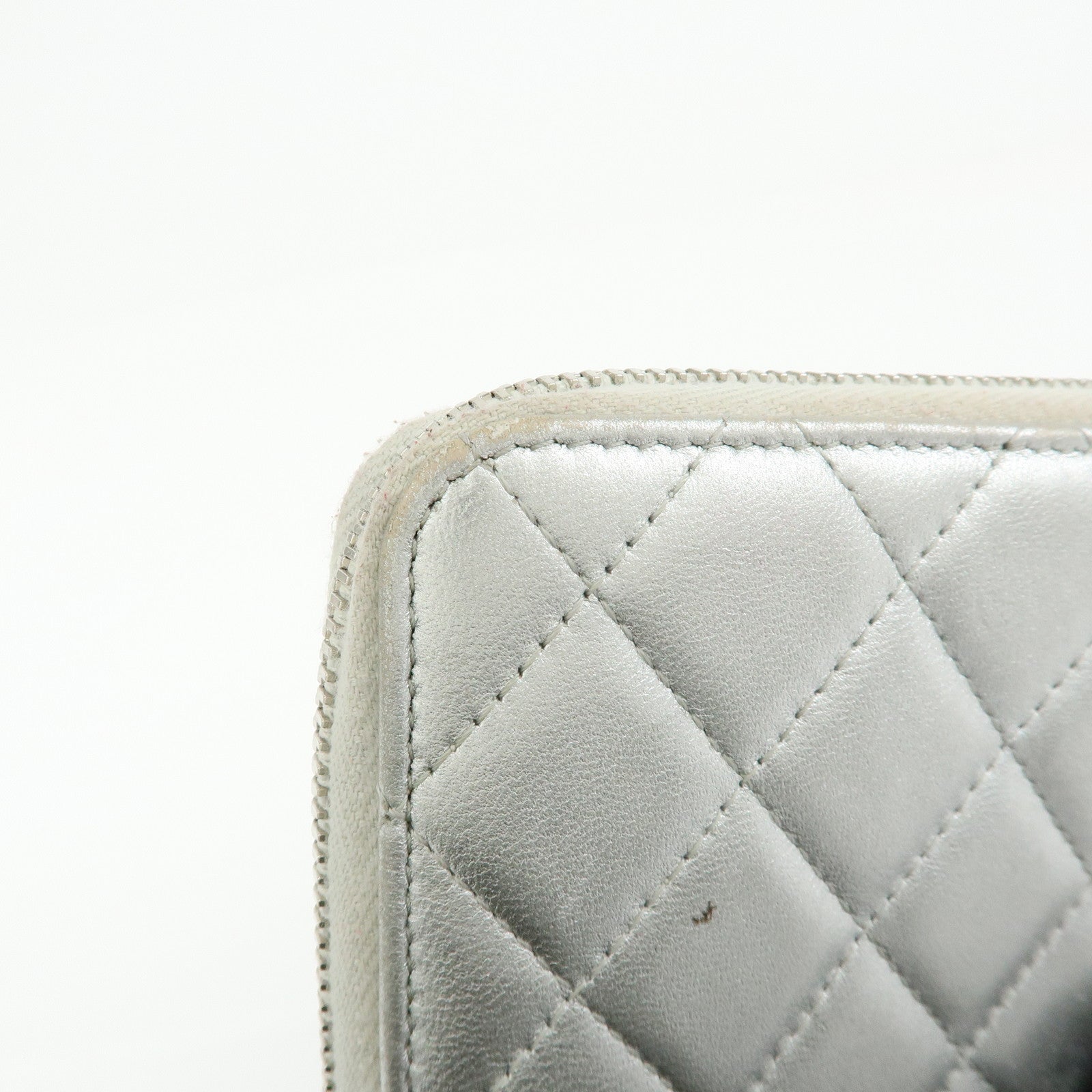 CHANEL Matelasse COCO Mark Lamb Skin Zippy Long Wallet A50097