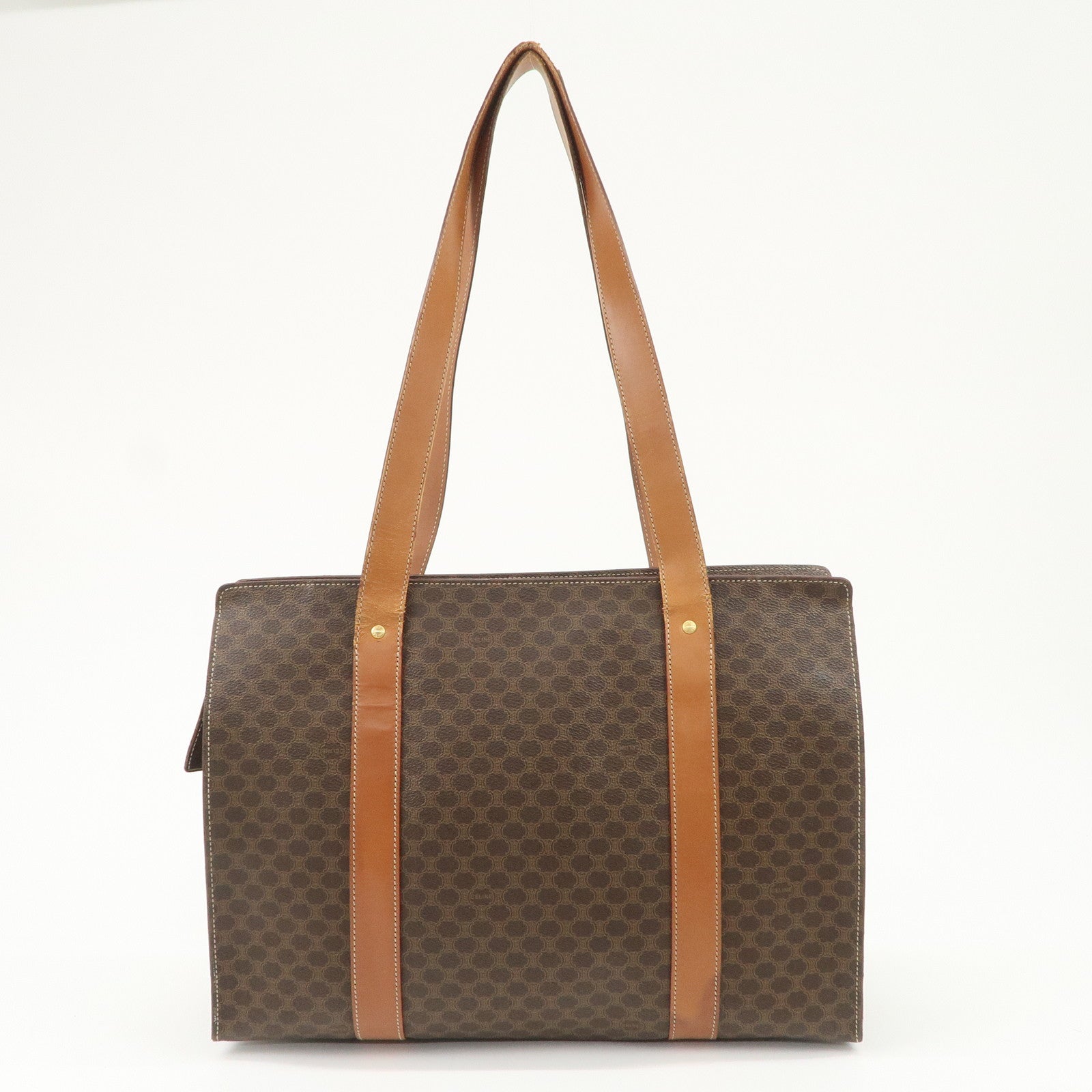 CELINE Macadam PVC Leather Tote Bag Shoulder Bag Brown