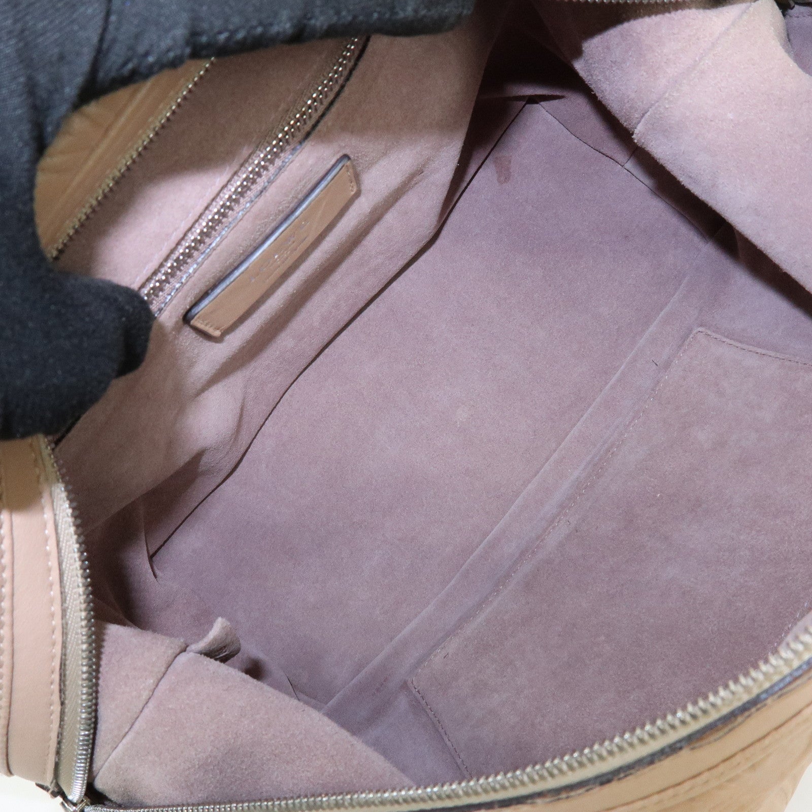 LOEWE Anagram Leather Mini Boston Bag Tote Hand Shoulder Bag Beige