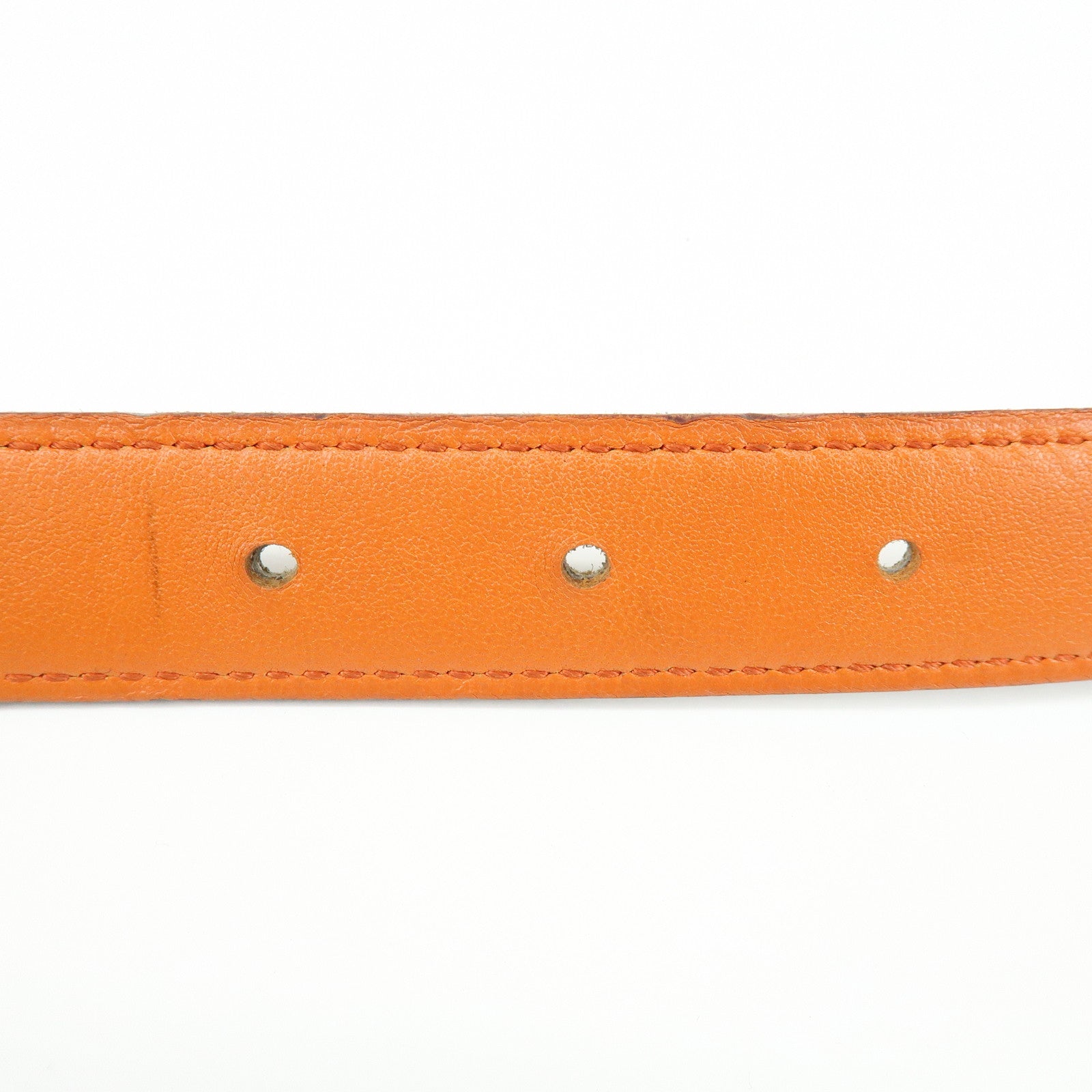 HERMES Leather H Buckle □B Stamped Reversible Constance Belt Brown