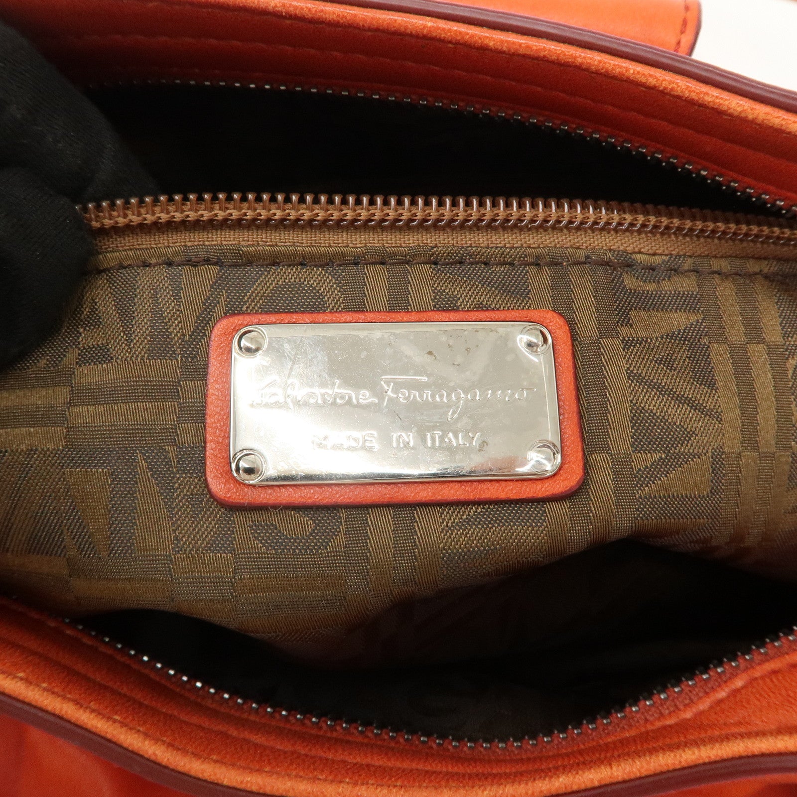 Ferragamo Gancini Gathered Shoulder Bag Hand Bag Orange