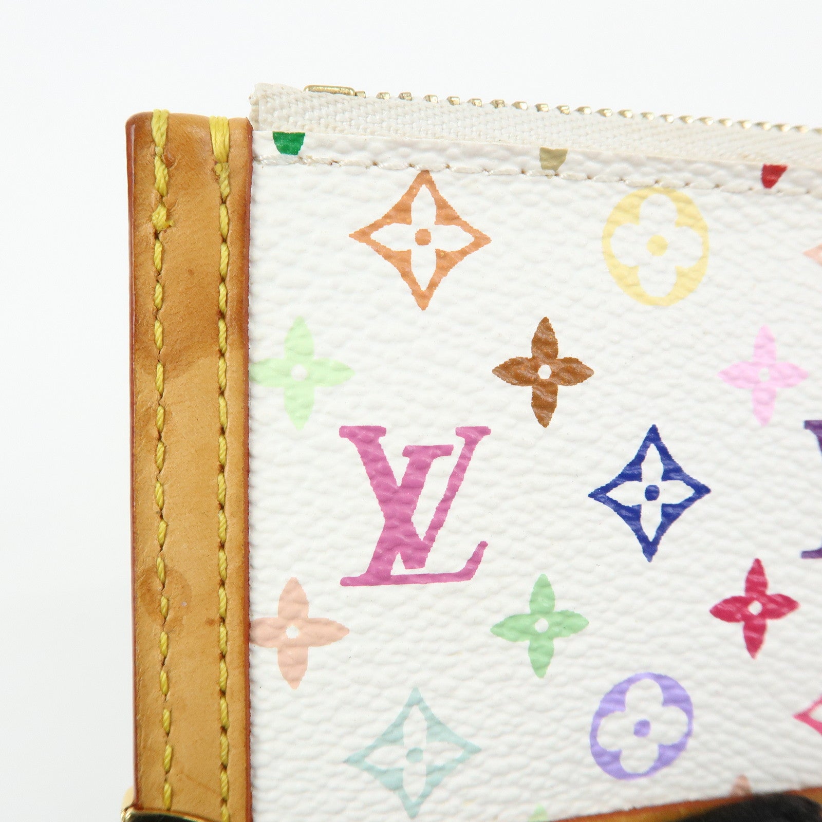 Louis Vuitton Monogram Multicolor Pochette Cles Blanc M92655