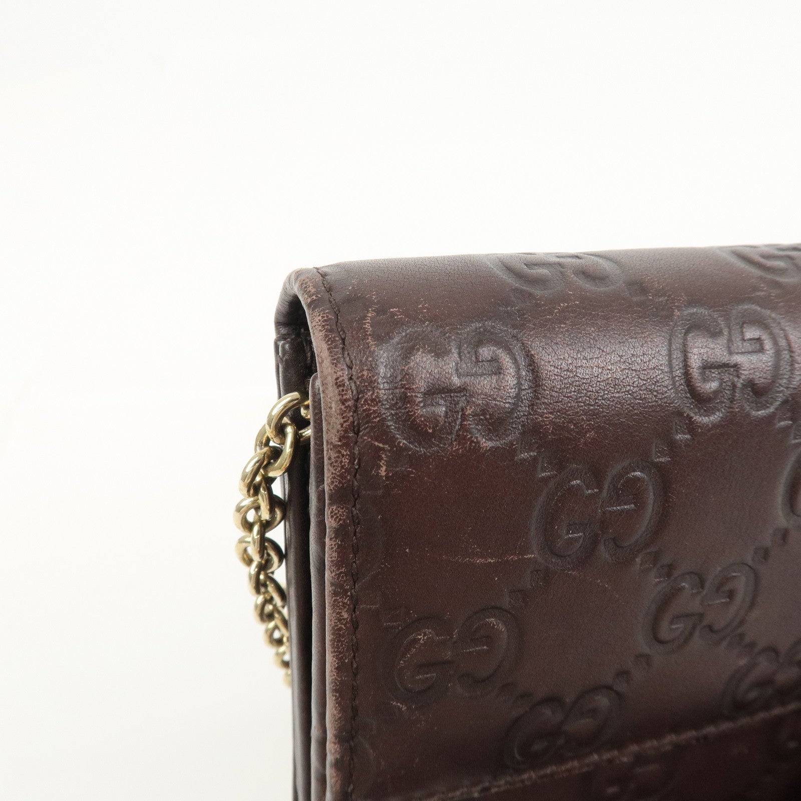 GUCCI Guccissima Leather Chain Strap Long Wallet Hand Bag 269541