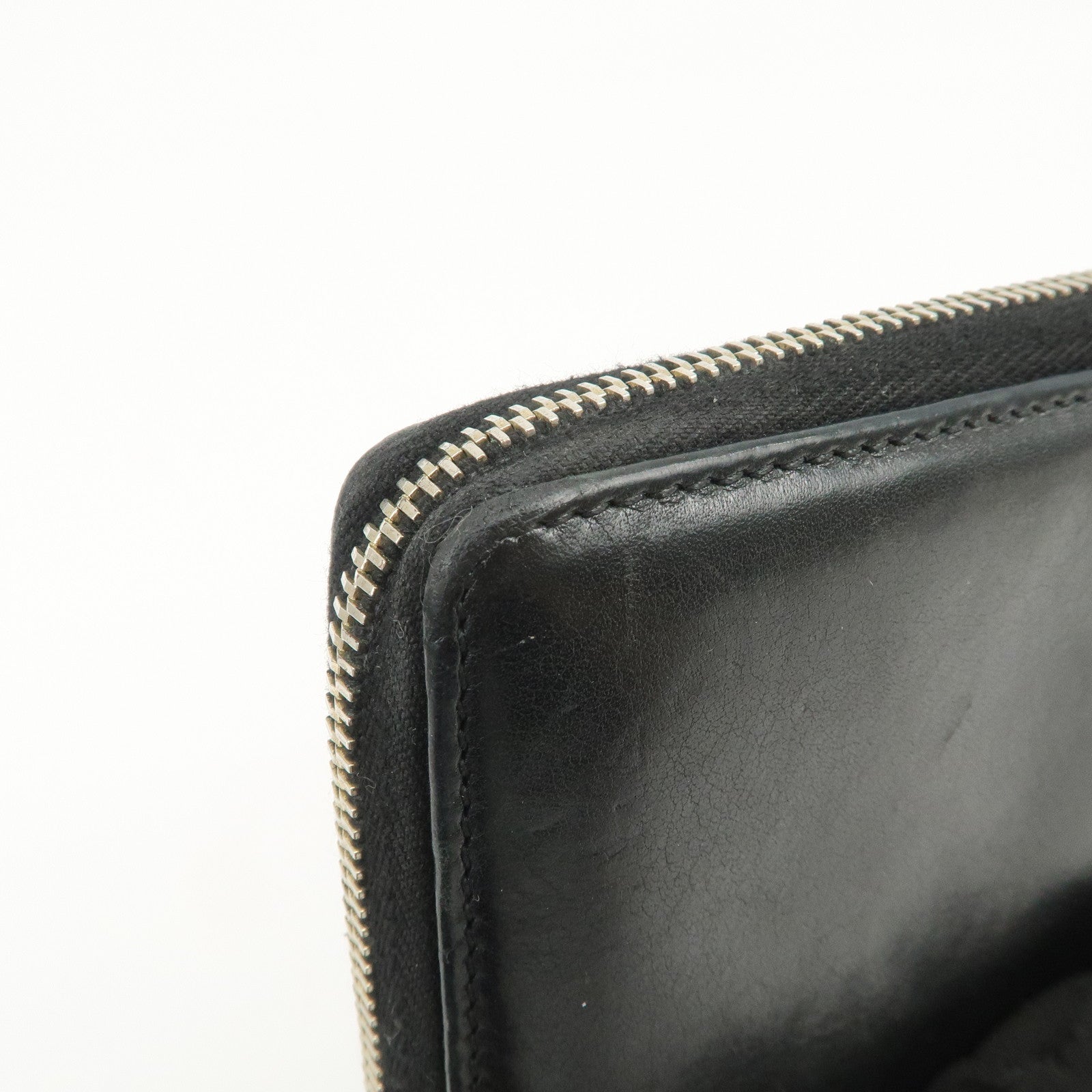 GUCCI Bamboo Logo Leather Round Zippy Wallet Black 224253