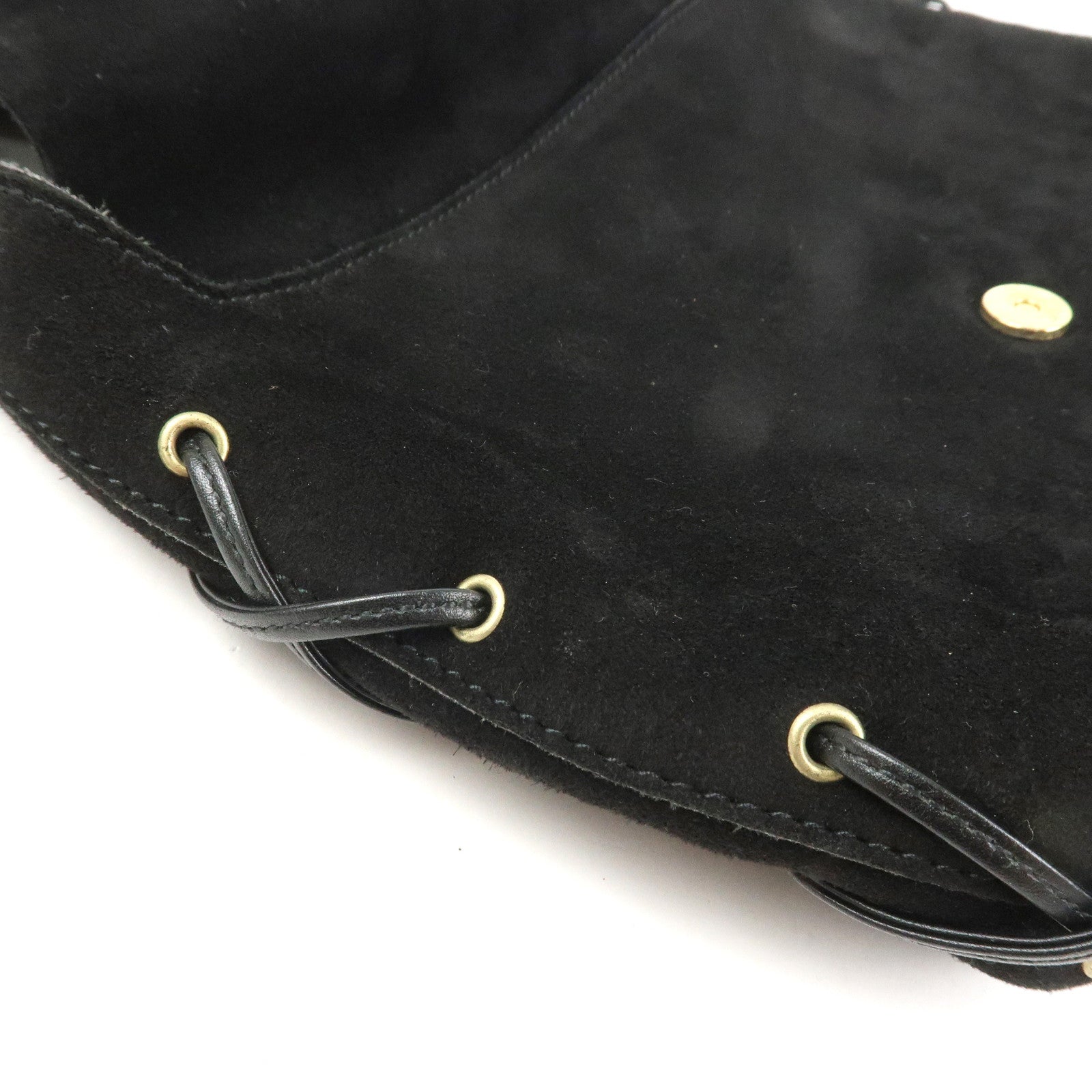 GUCCI Suede Leather Heart Shoulder Bag Black 95107