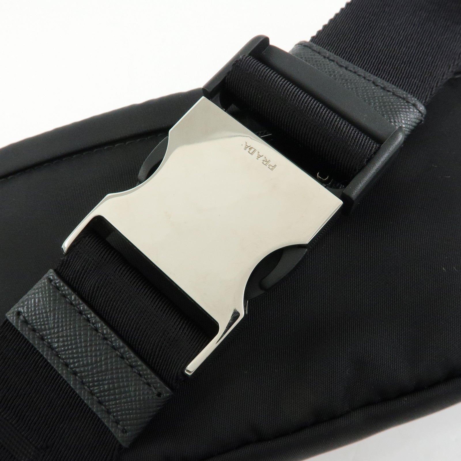 PRADA Triangle Logo Nylon Saffino Leather Waist Bag Body Bag 2VL132