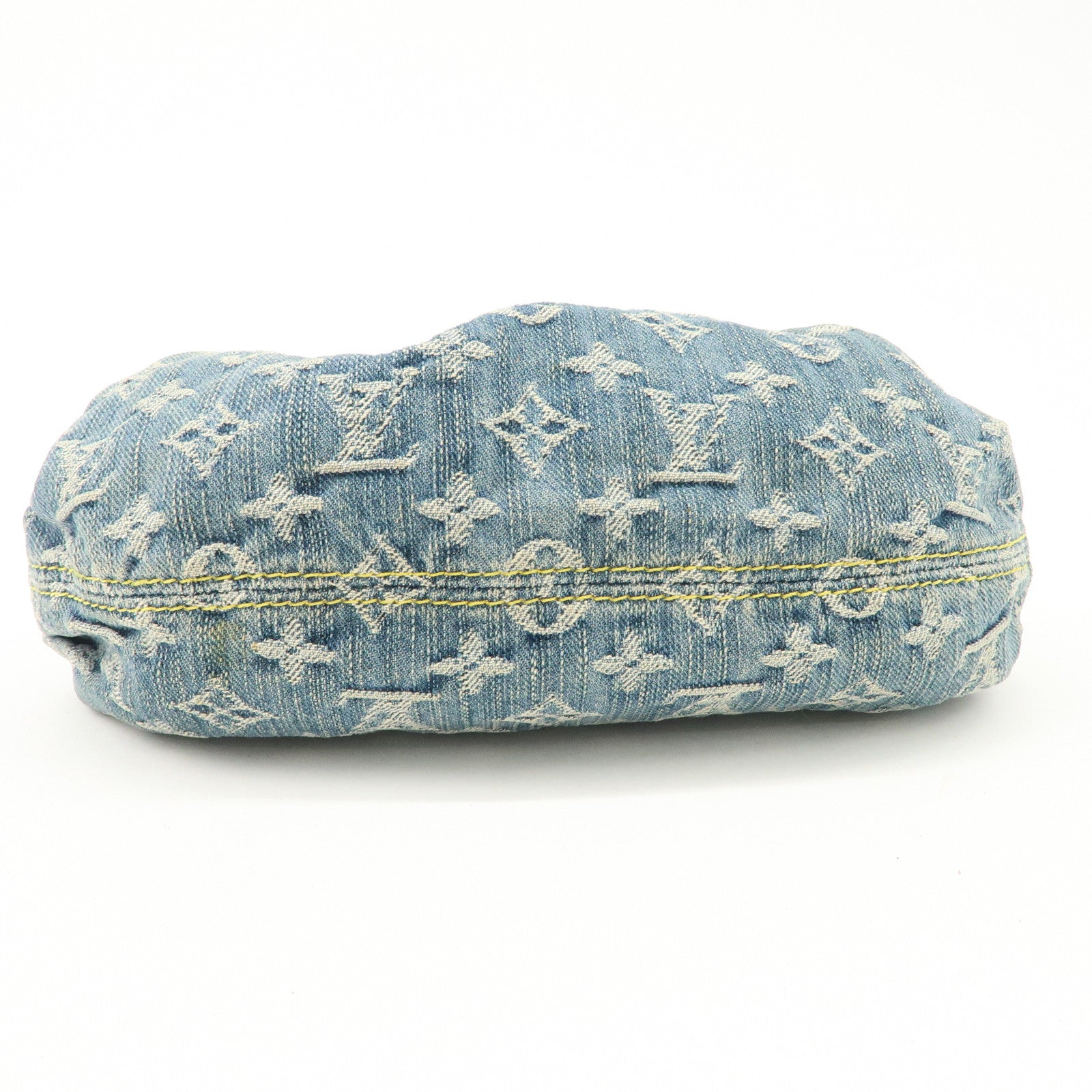 Louis Vuitton Monogram Denim Pleaty Hand Bag Blue M95020 Used