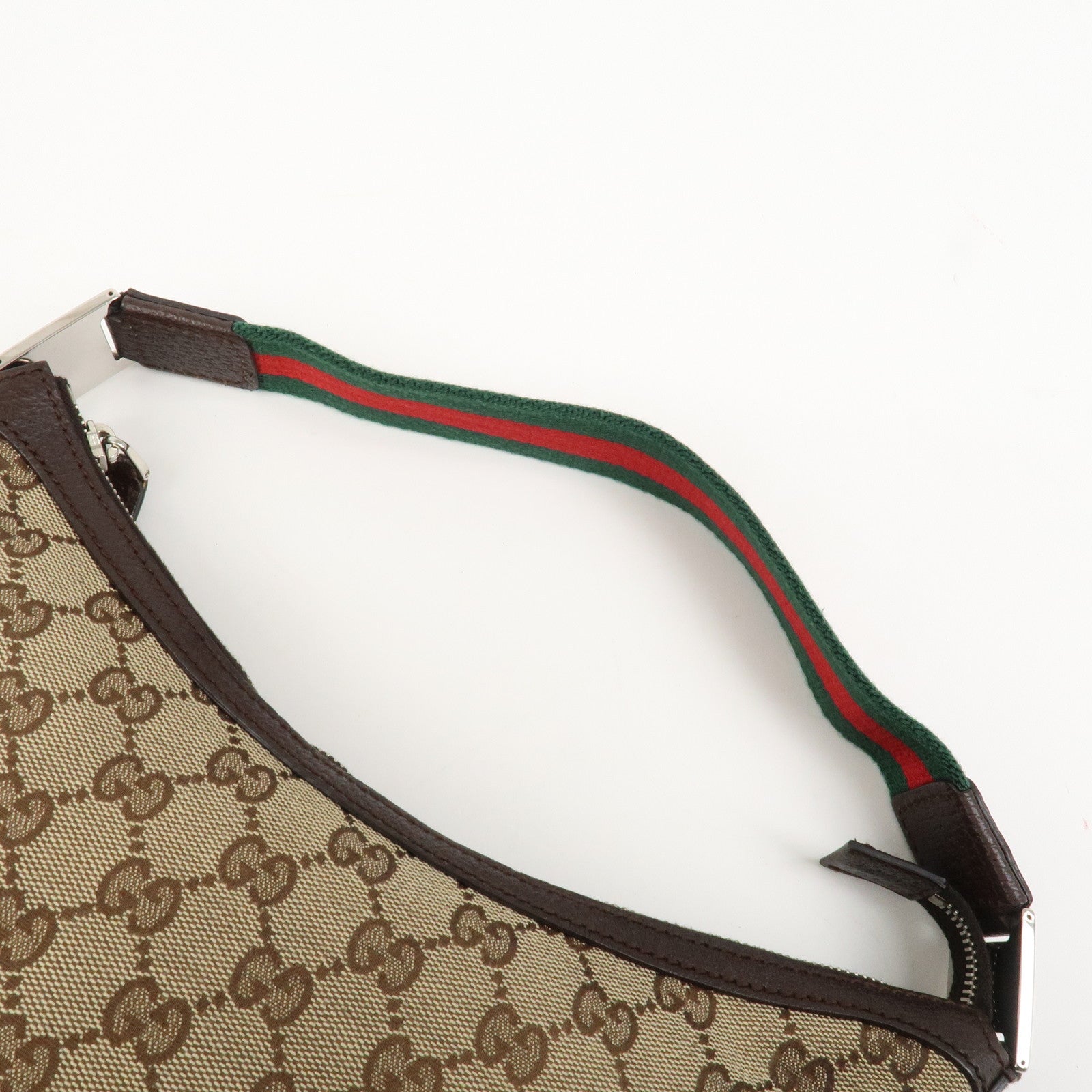 GUCCI Sherry Line GG Canvas Leather Shoulder Bag Beige 145812