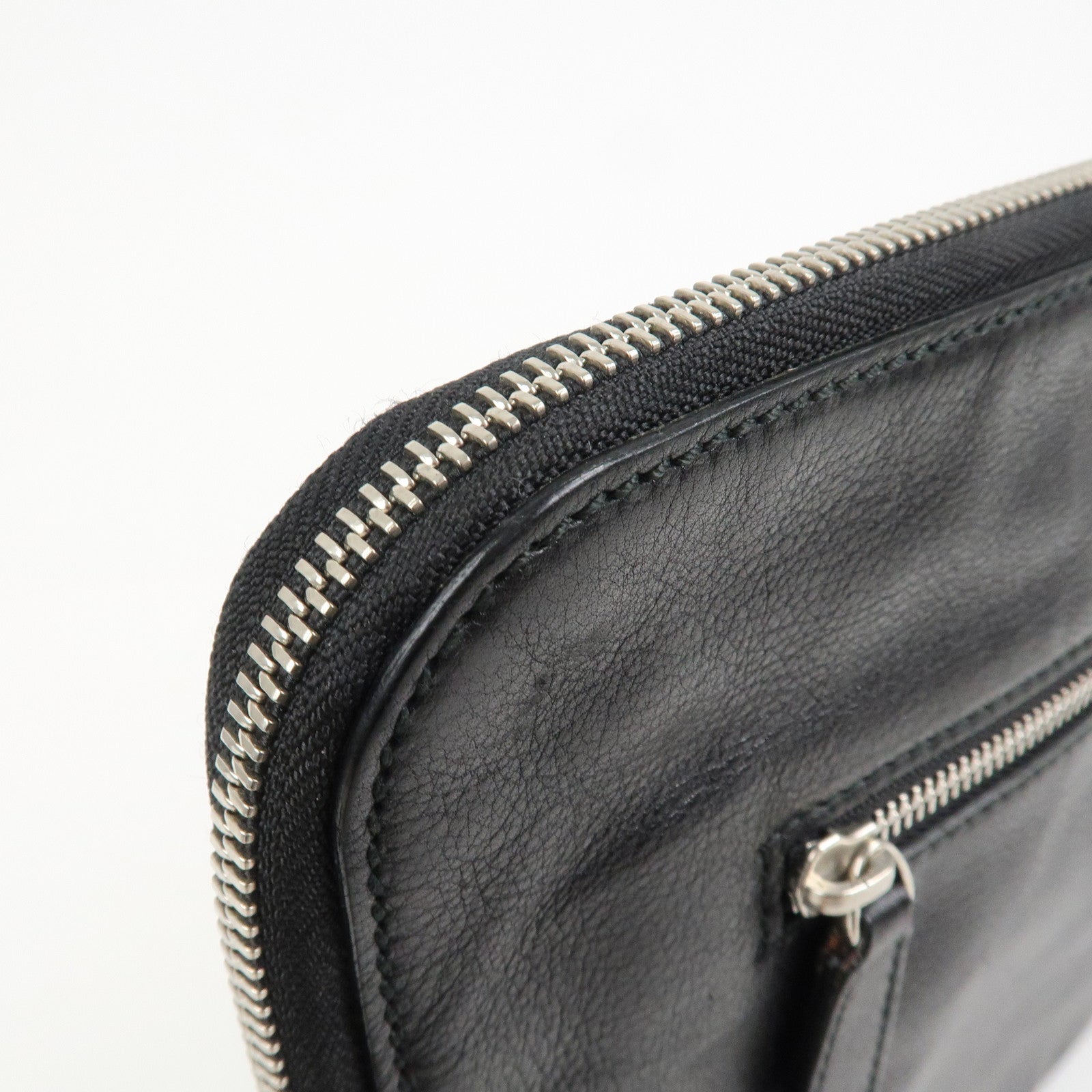 BVLGARI Logo Leather Clutch Bag Black