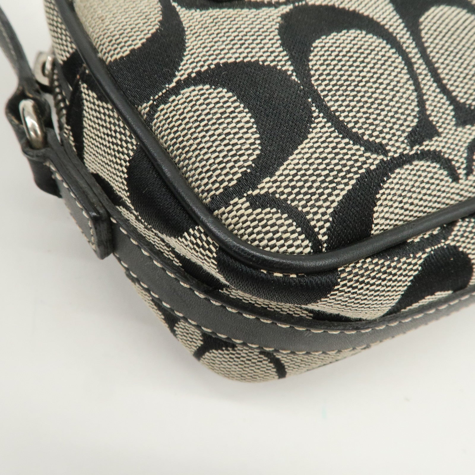 COACH Signature Canvas Leather Set of 2 Hand Bag Shoulder Bag Black