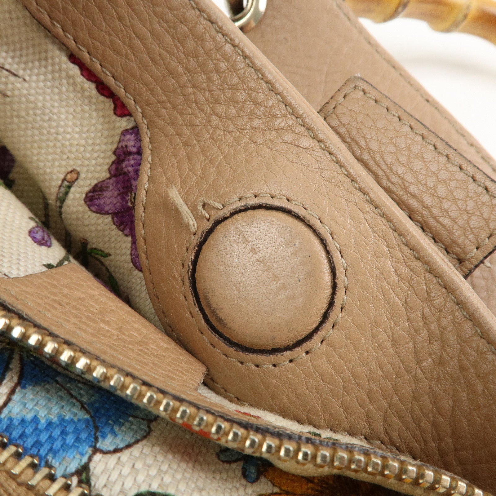 GUCCI Bamboo Leather 2 Way Bag Hand Shoulder Bag Pink Beige 336032