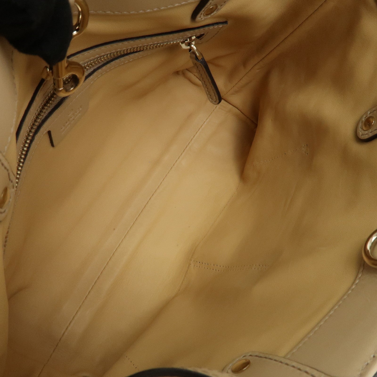 GUCCI Pony Hair Leather Shoulder Bag Hand Bag Beige Black 269878