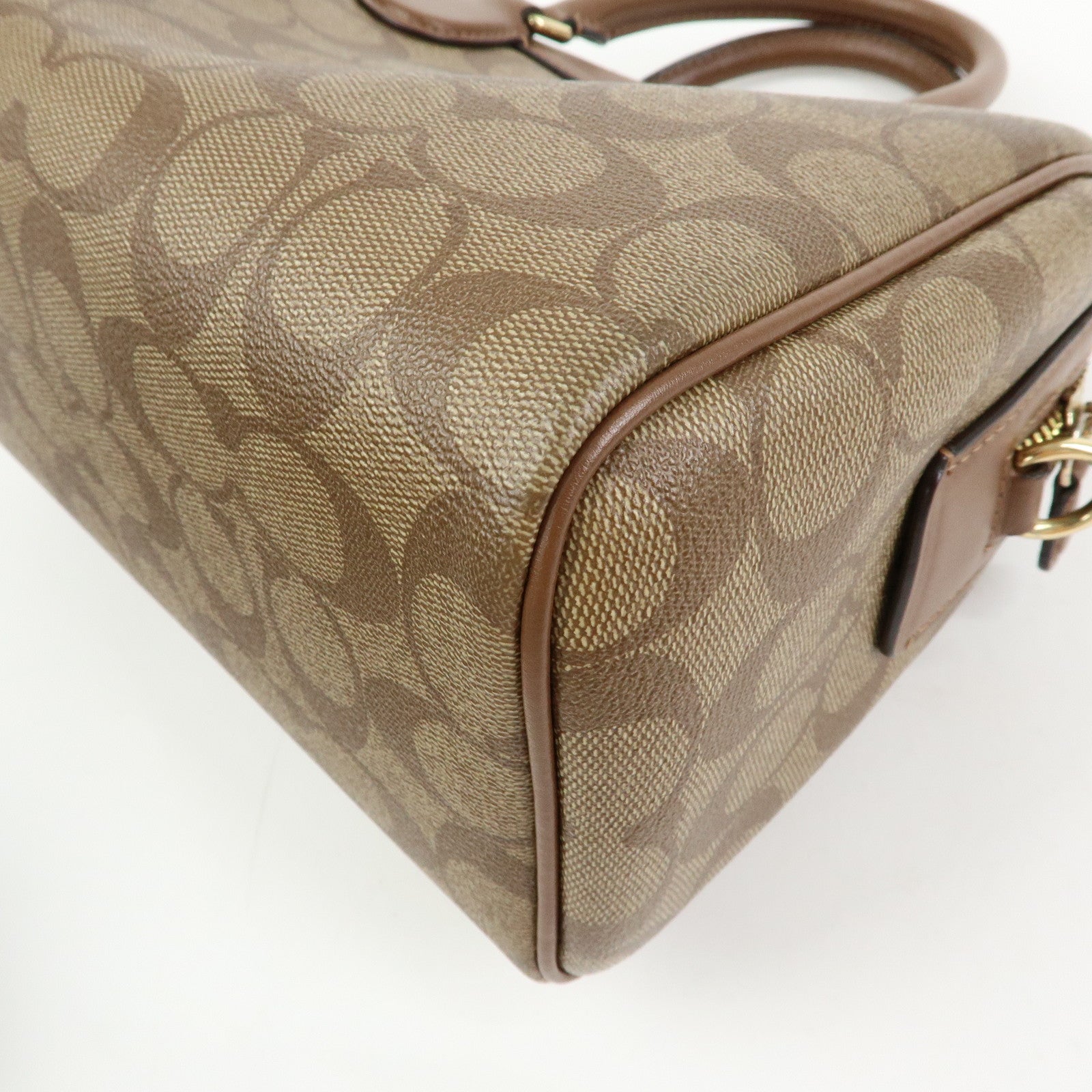 COACH Signature PVC Leather 2Way Shoulder Bag Hand Bag Brown