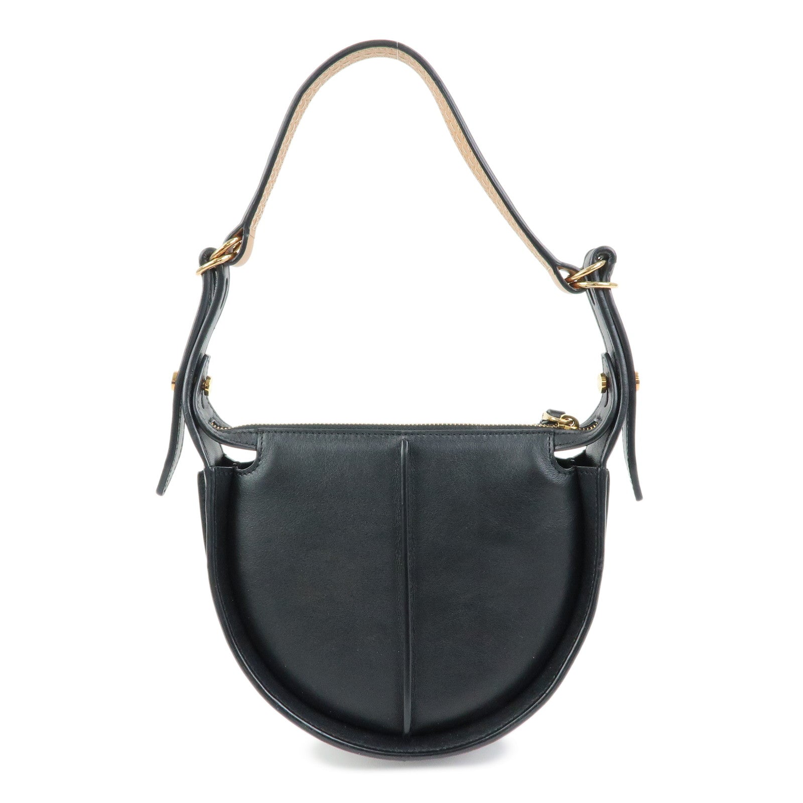 TOD'S T Timeless SACCA LUNA MICRO Leather Hand Bag Black
