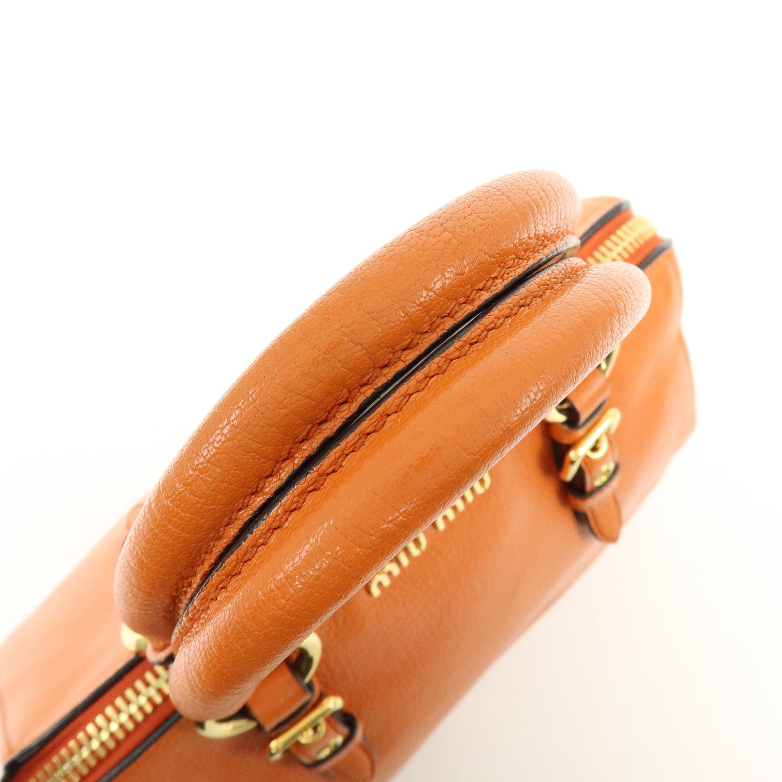 MIU MIU Madras Leather 2Way Bag Hand Bag Shoulder Bag Orange
