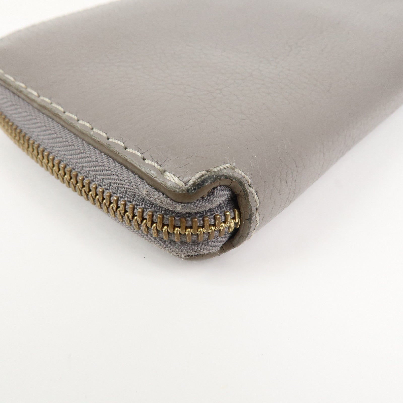 Chloe Marcie Leather Round Zippy Long Wallet Gray