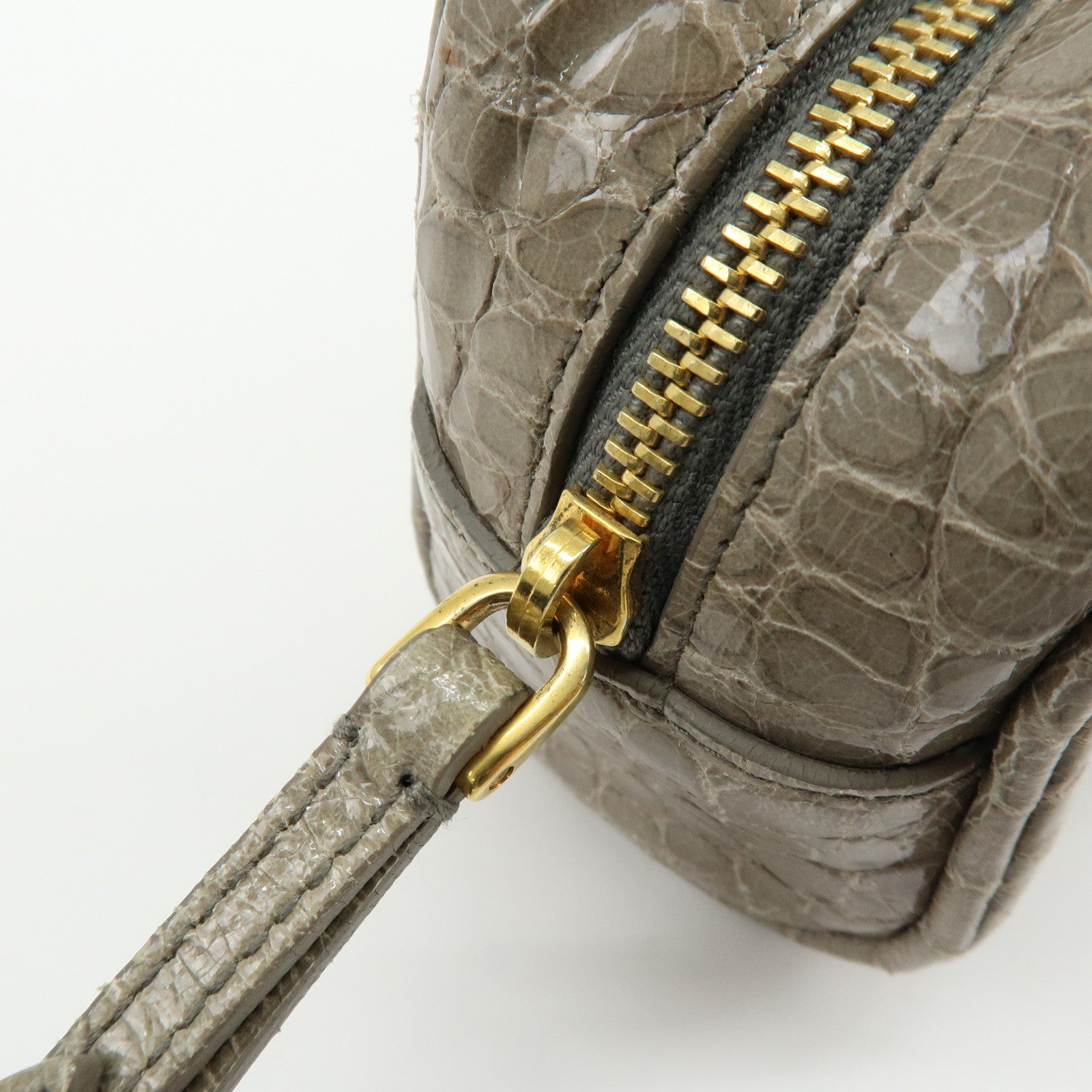 MIU MIU Embossed Leather Clutch Bag Wrist Bag Cosmetic Pouch Greige