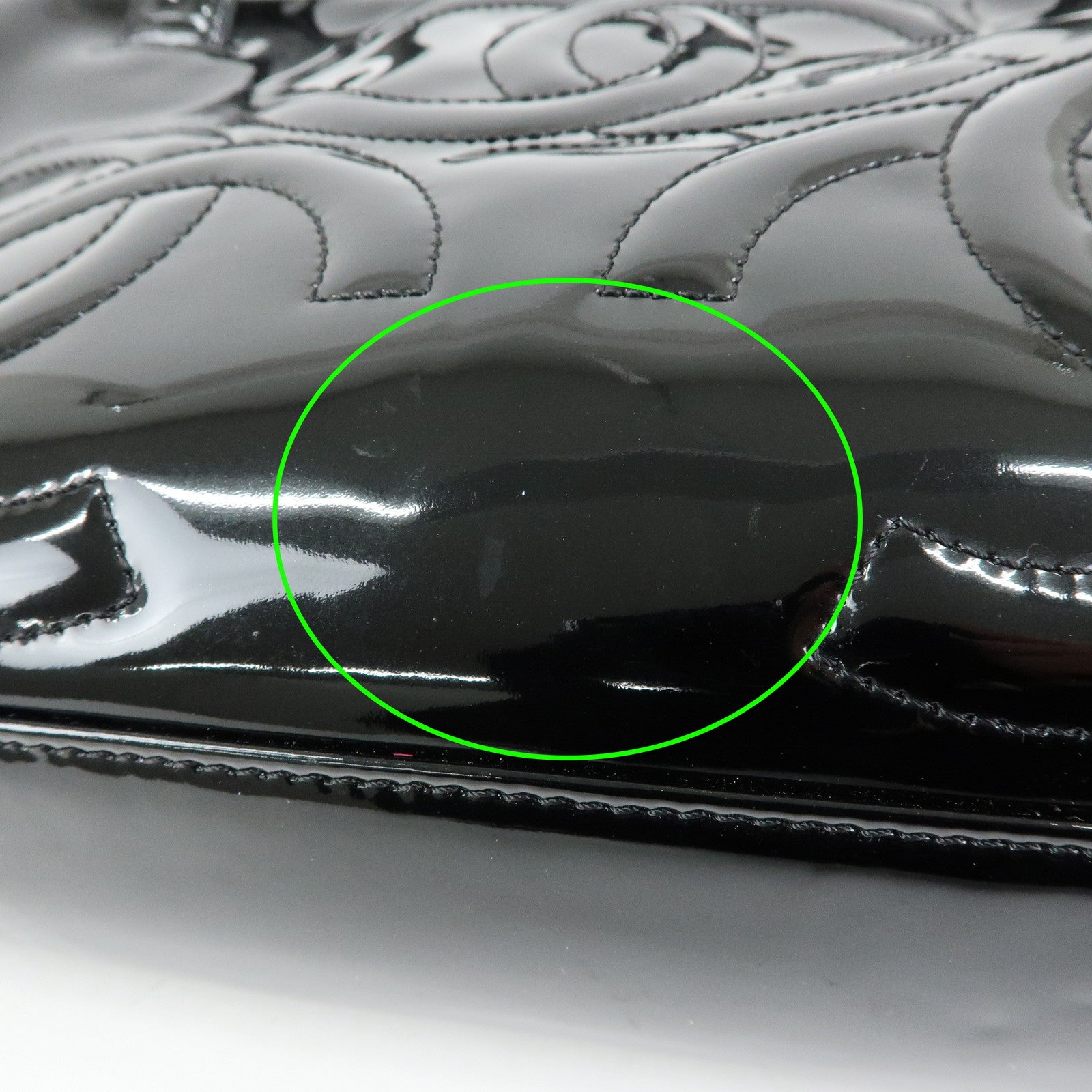 CHANEL Triple COCO Mark Patent Leather Tote Bag Hand Bag Black