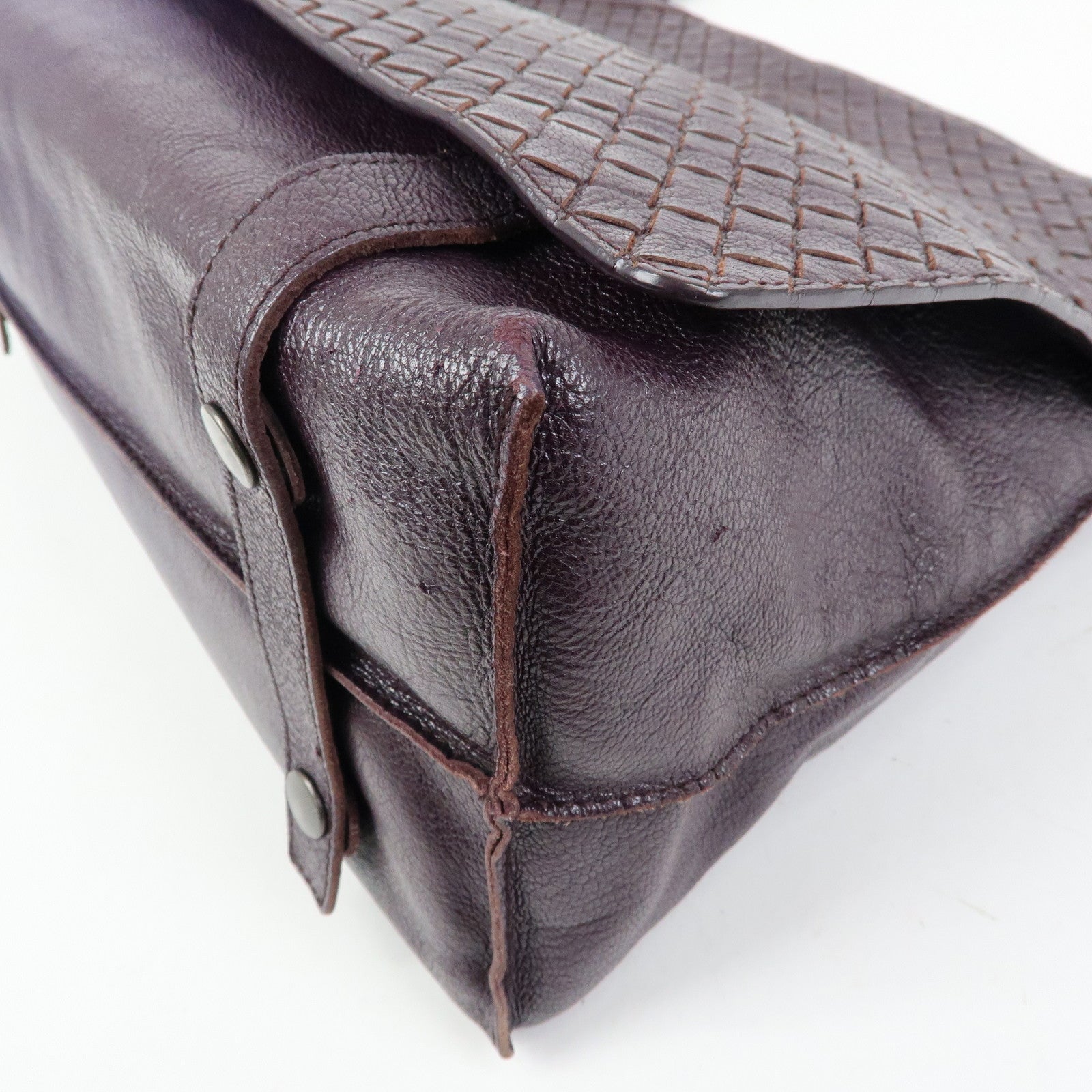 BOTTEGA VENETA Intrecciato Leather Shoulder Crossbody Bag Purple