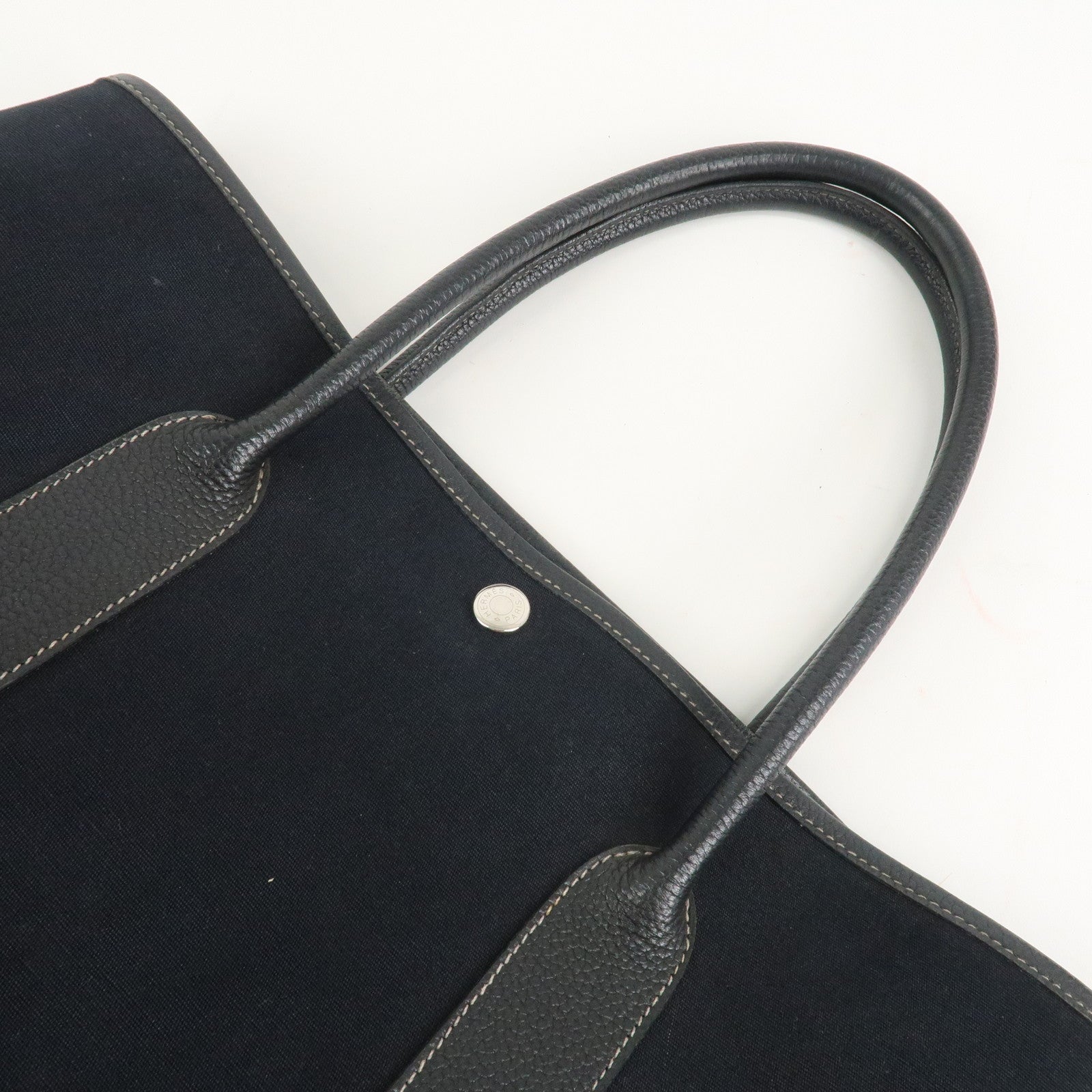 HERMES Negonda Leather Garden Party PM Tote Bag Hand Bag Black Used