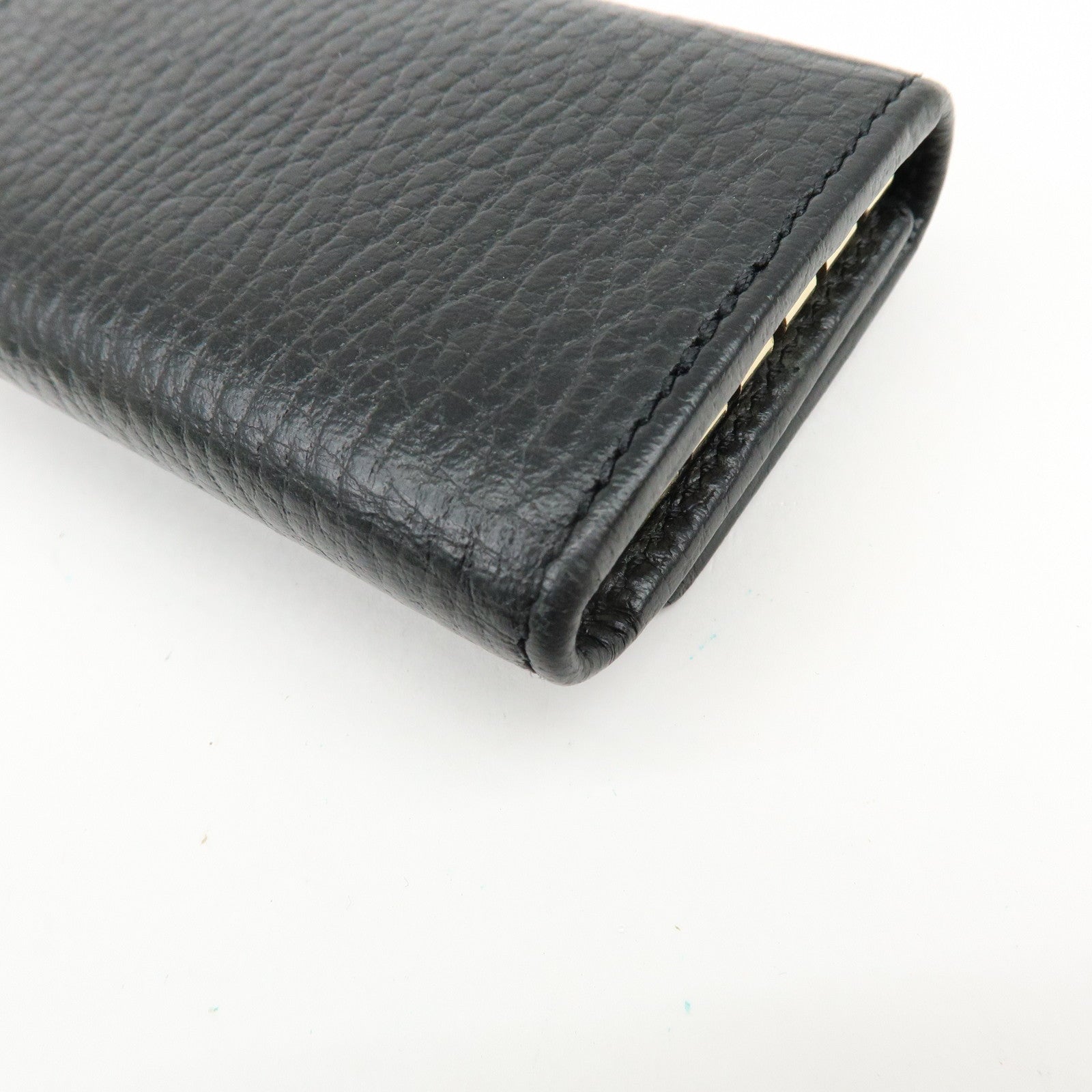 GUCCI Double G Leather 6 Key Case Key Holder Black 456118