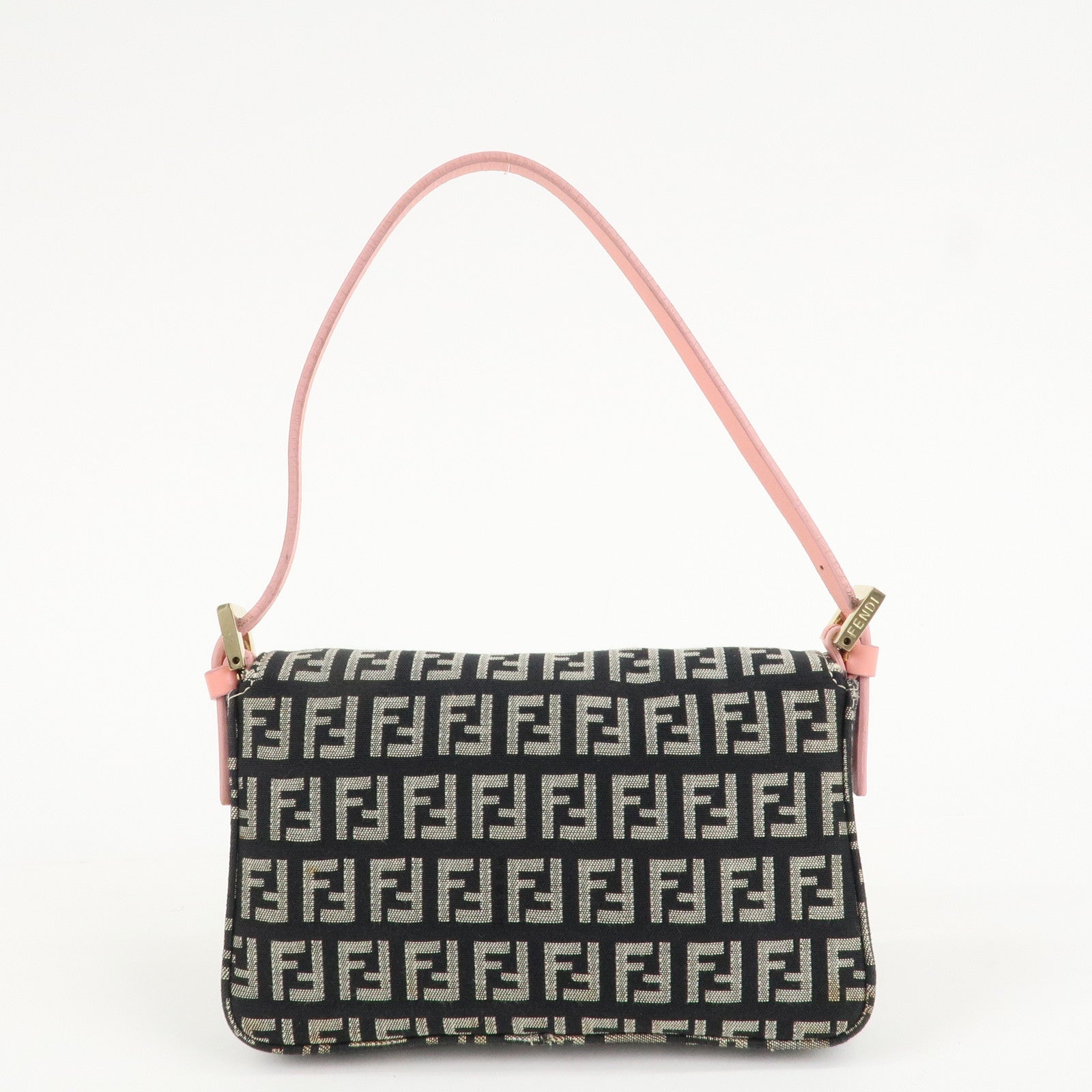 FENDI Small Mamma Baguette Zucchino Canvas Leather Hand Bag 8BK005 Used