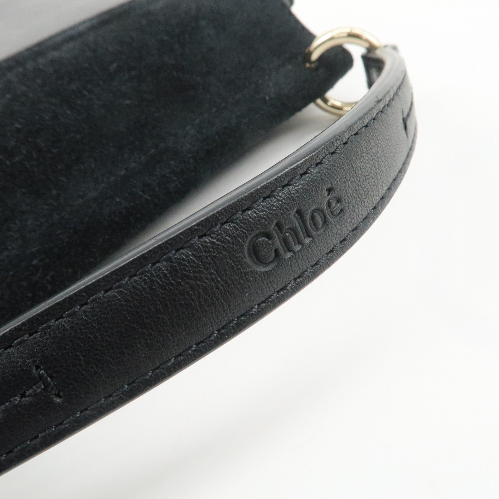 Chloe Faye Suede Leather 2Way Bag Hand Bag Shoulder Bag Black