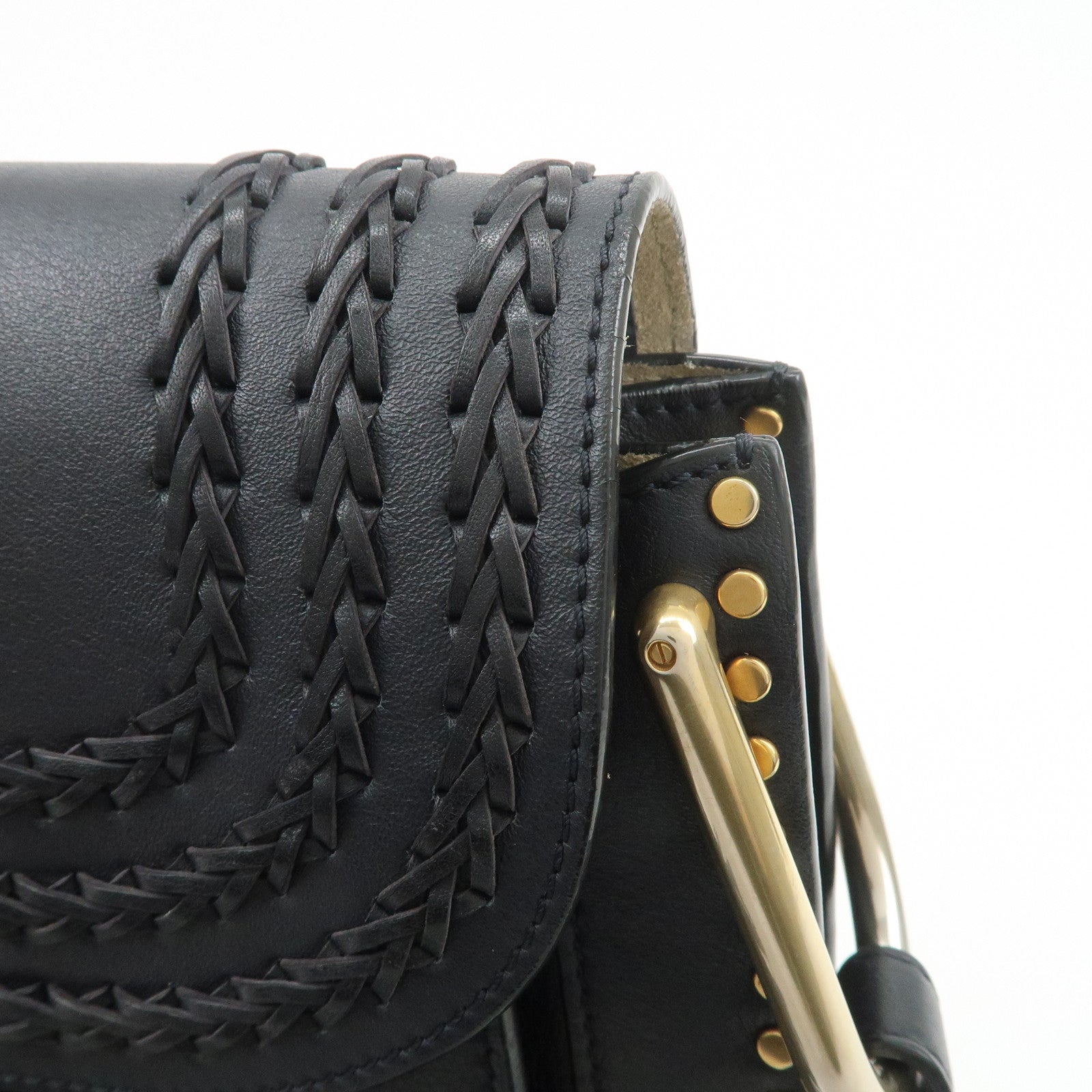 Chloe Hudson SAC'S PORTE EPAU Calf Leather Suede Shoulder Bag Black