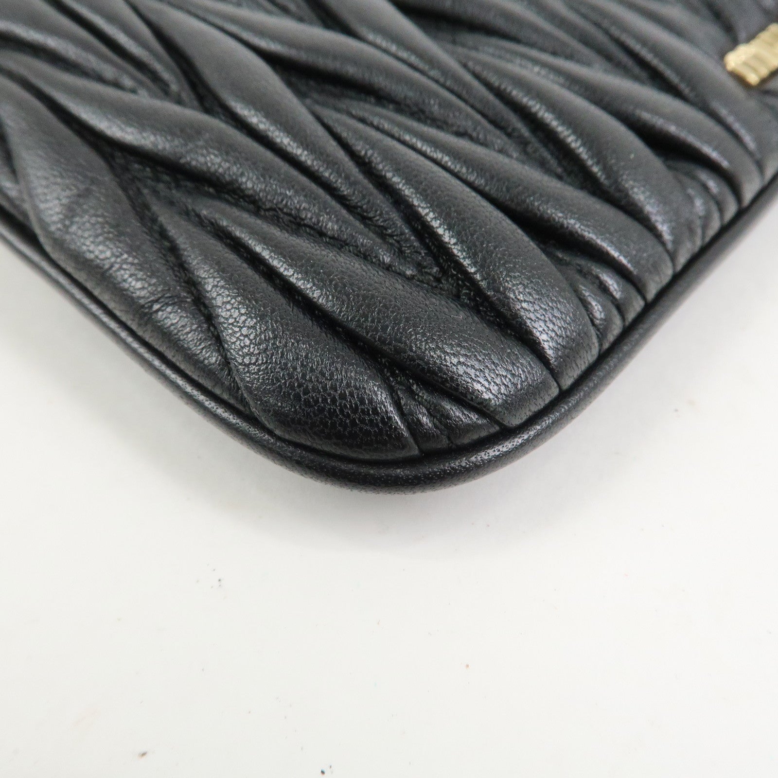 MIU MIU Matelasse Nappa Leather Chain Shoulder Bag Phone Case Black