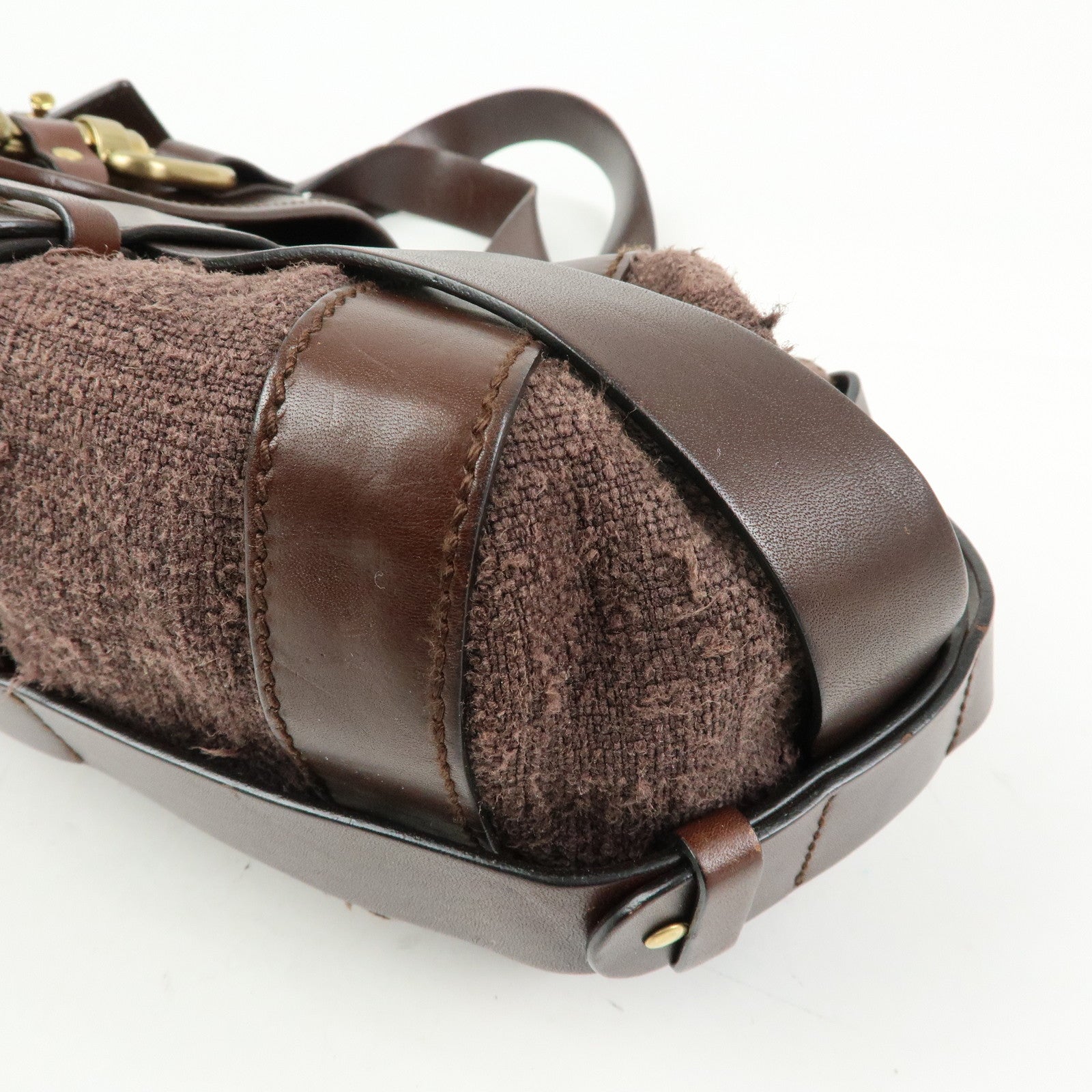 Chloe Kerala Canvas Leather Boston Bag Hand Bag Brown