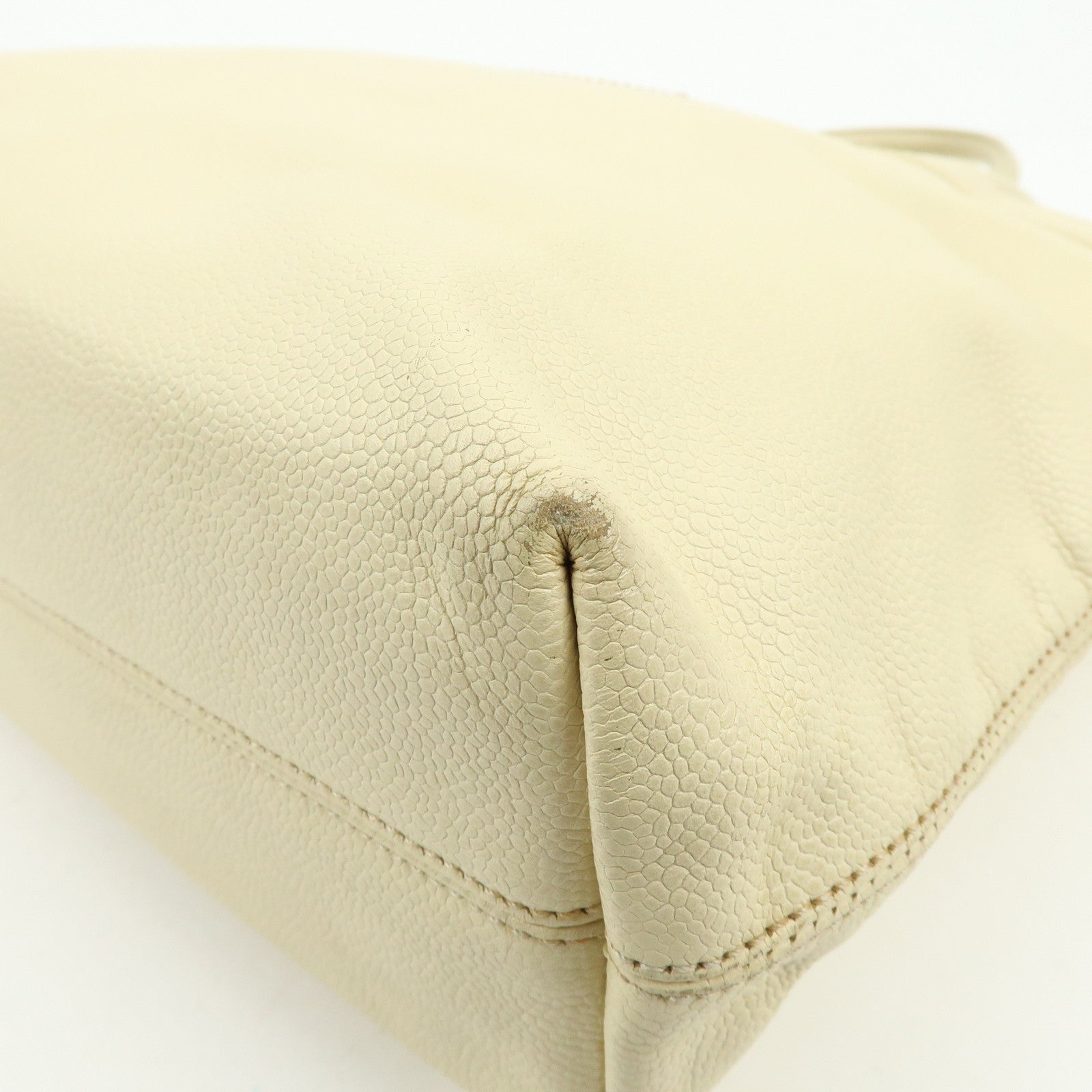 CHANEL COCO Mark Caviarskin Tote Bag Shoulder Bag Hand Bag Ivory