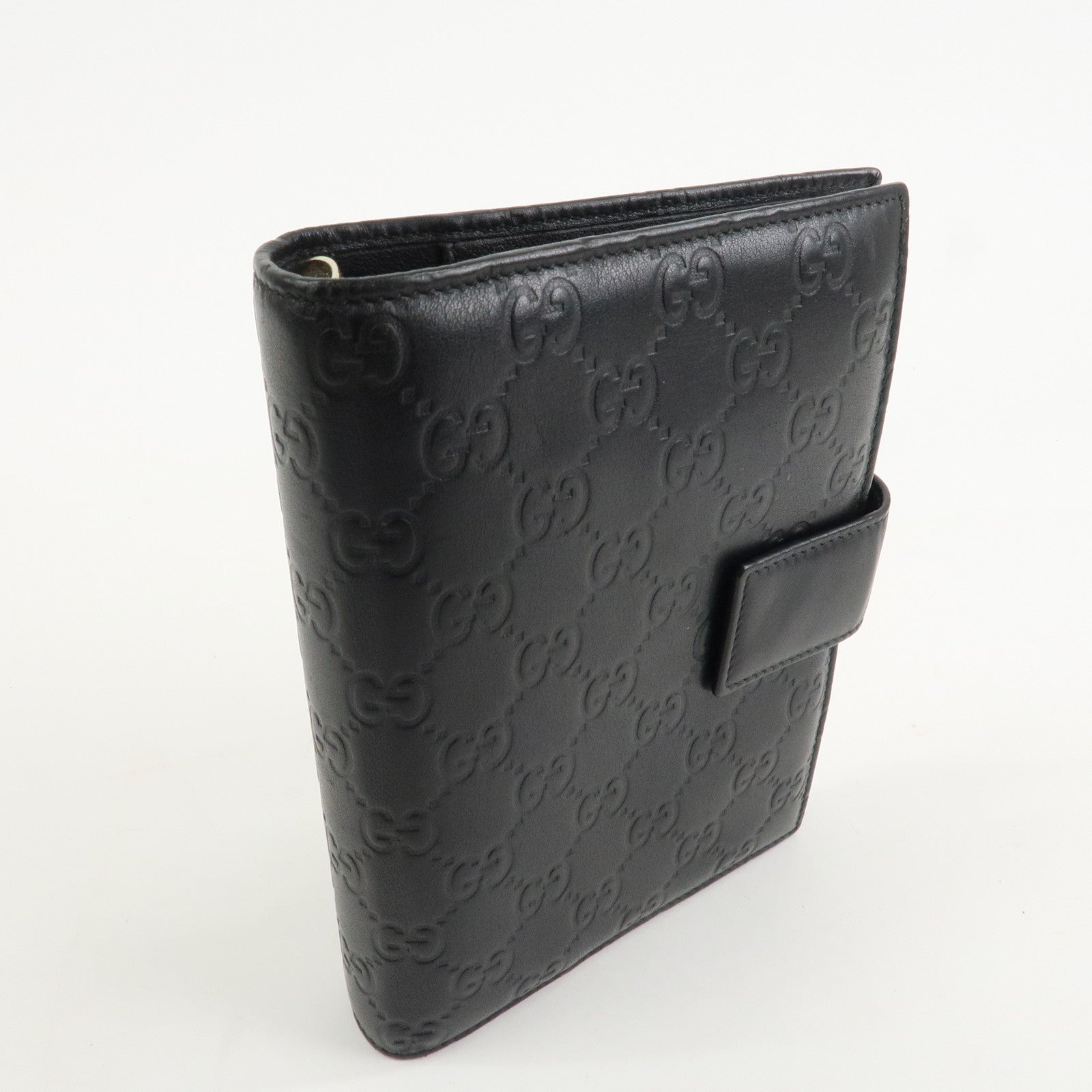 GUCCI Guccissima Leather Agenda Planner Cover Black 115241 Used