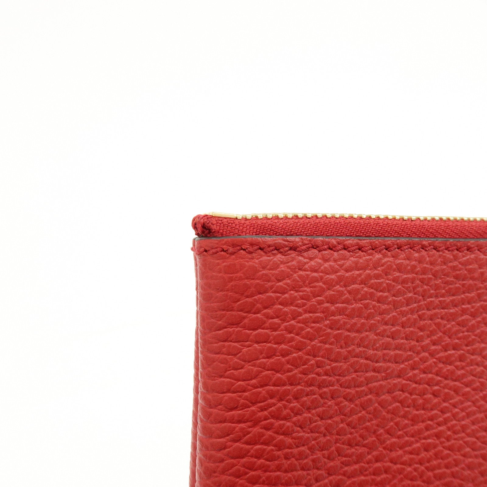 GUCCI Bamboo Leather Clutch Bag Pouch Red 449653