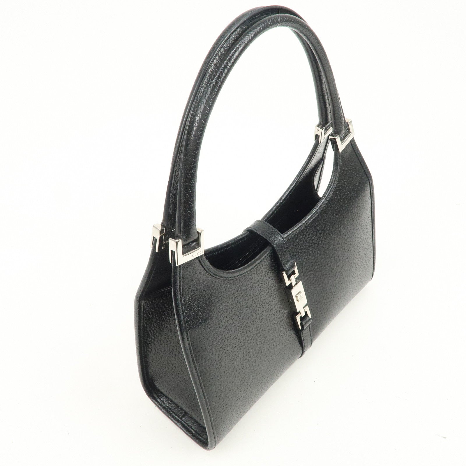 GUCCI Jackie Leather Hand Bag Black 002.1068