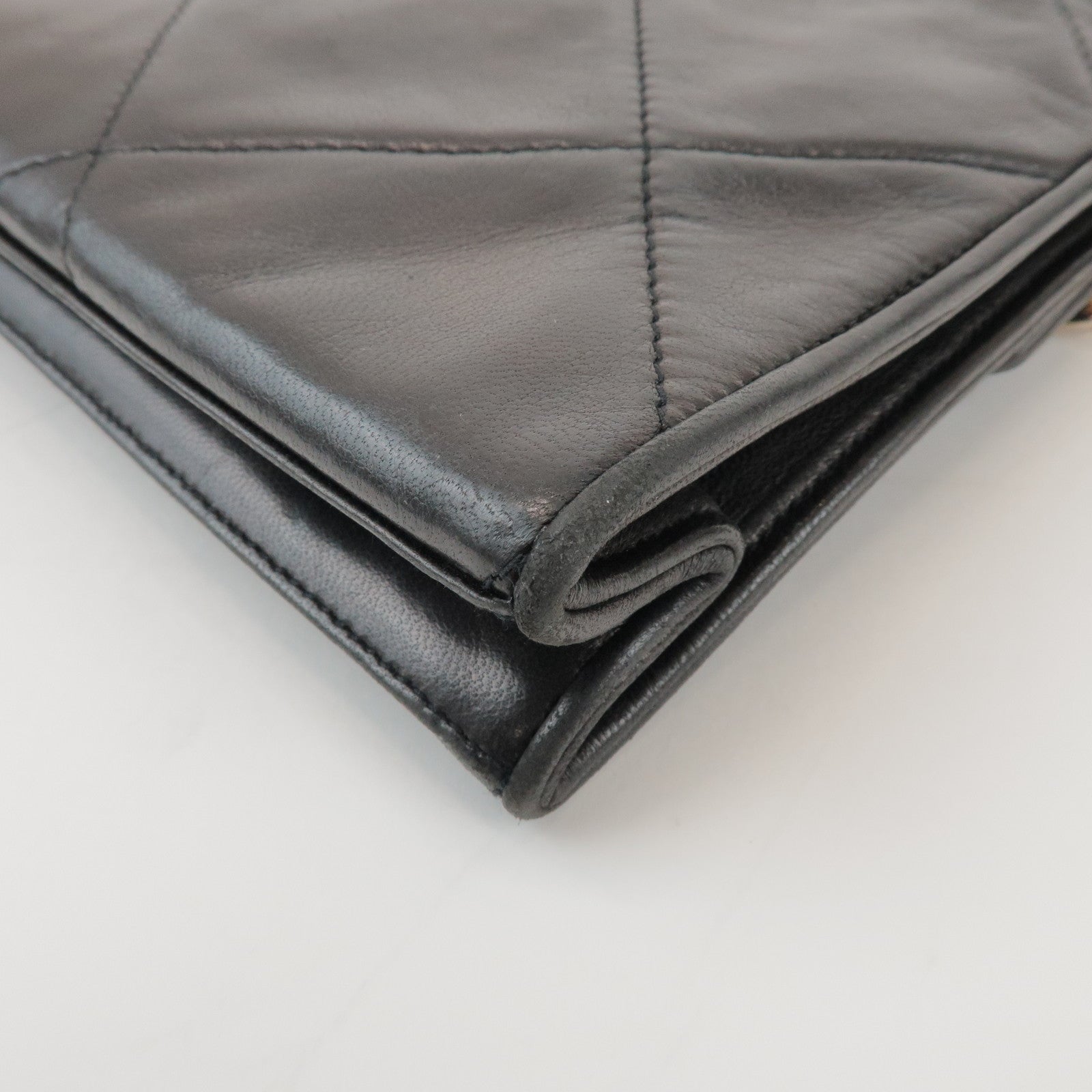 CHANEL Matelasse COCO Mark Lamb Skin Chain Shoulder Bag Black