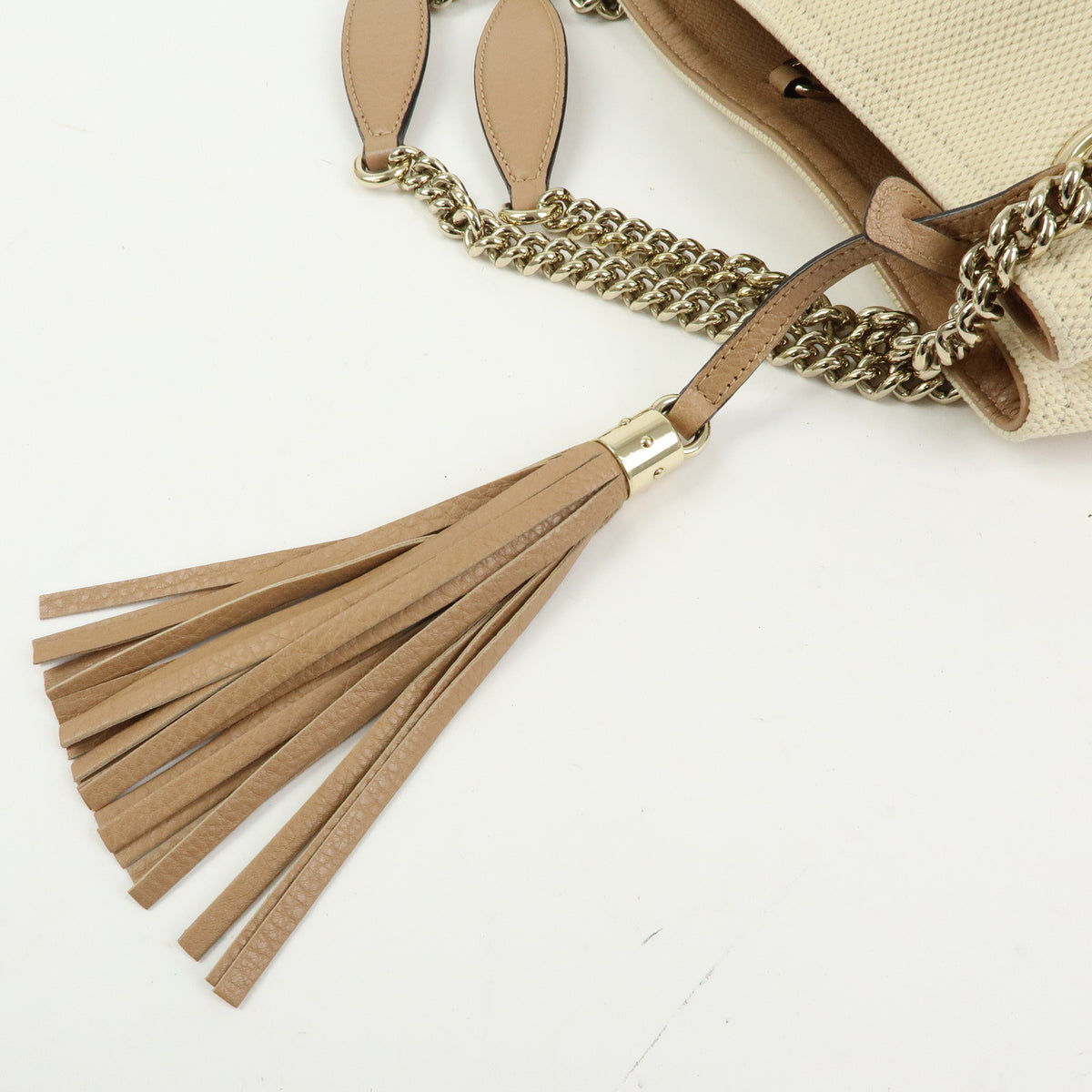 GUCCI SOHO Interlocking G Canvas Leather Chain Shoulder Bag 308982