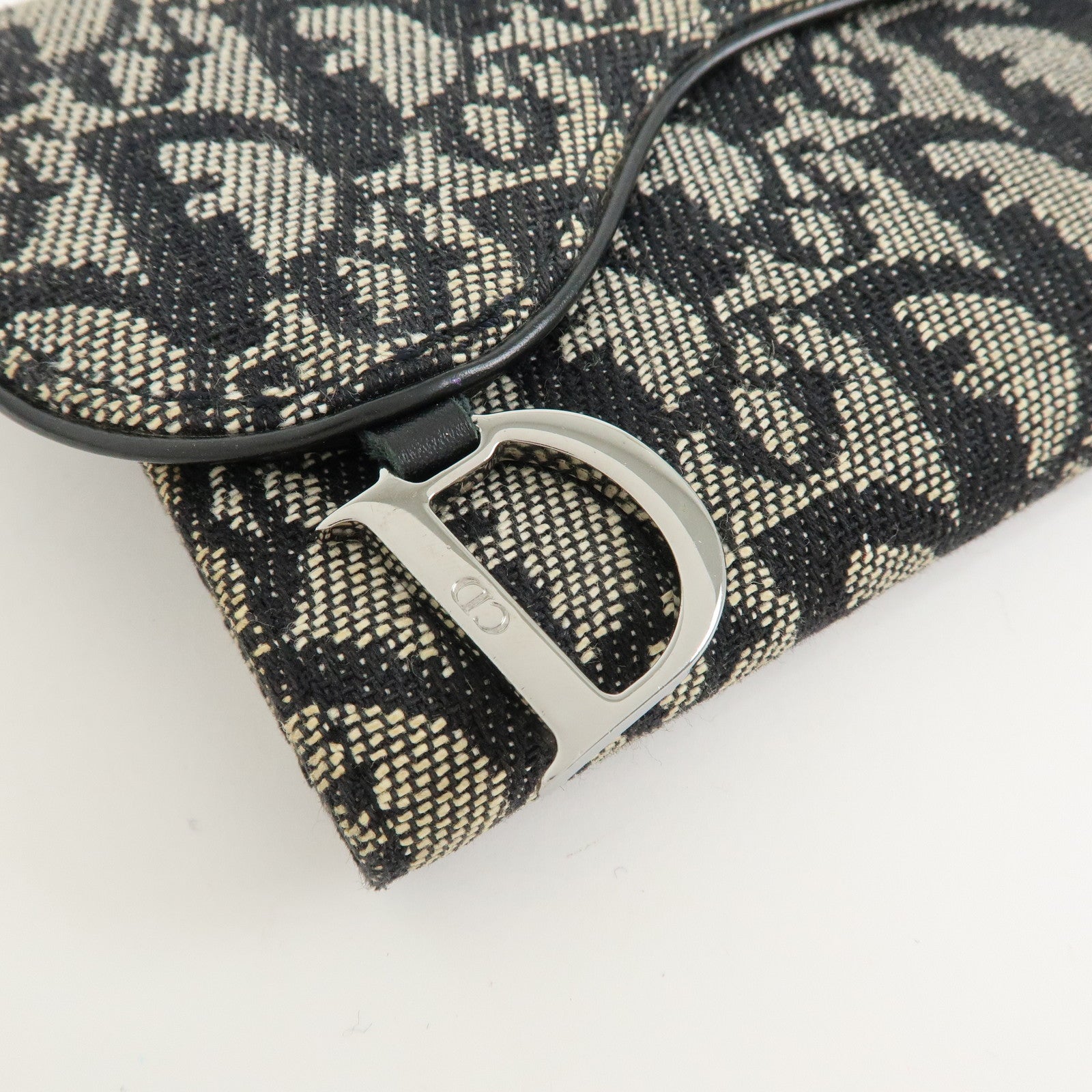 Christian Dior Oblique Jacquard Flap Long Wallet Navy White