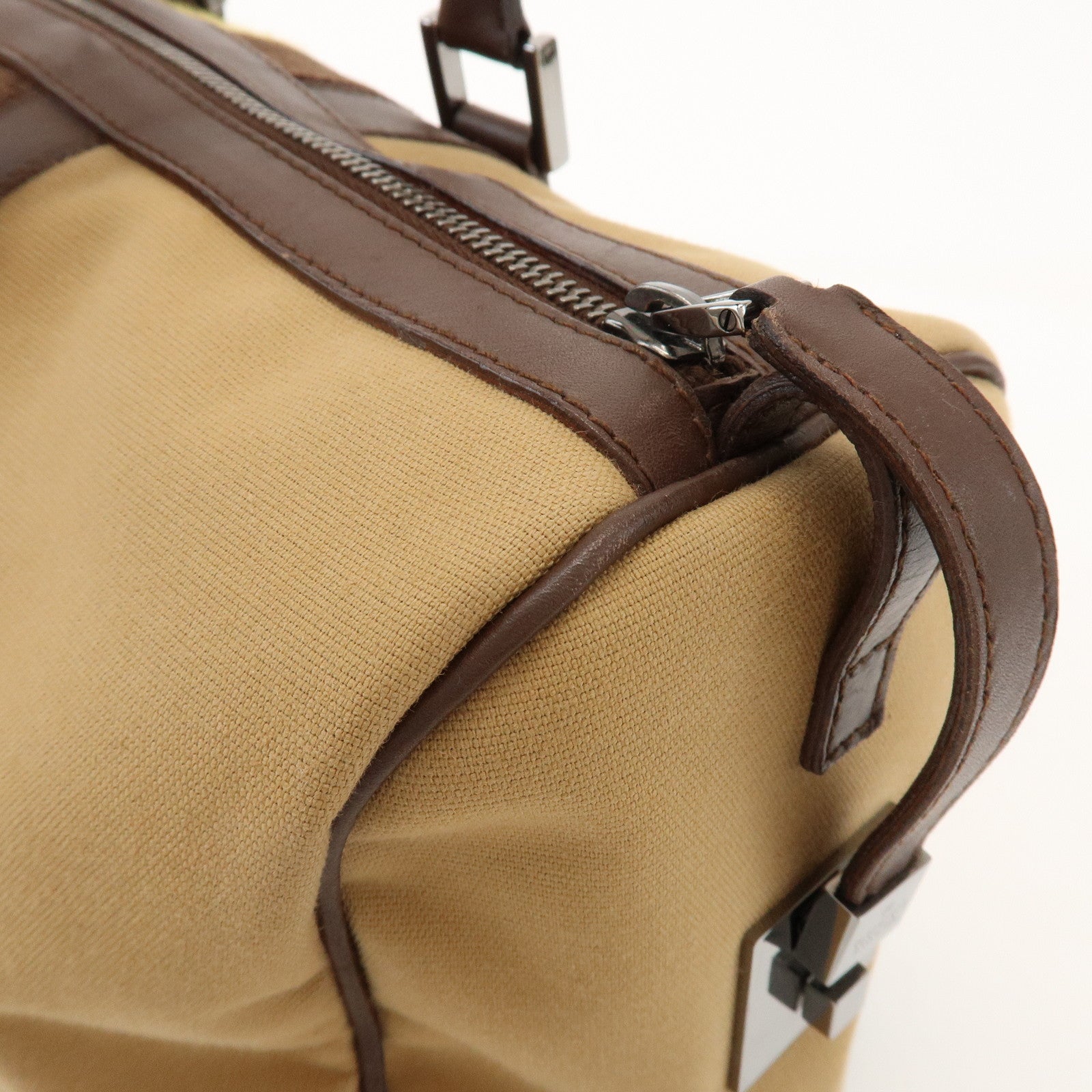 GUCCI Sherry Canvas Leather Boston Hand Bag Brown 000.0846.200047