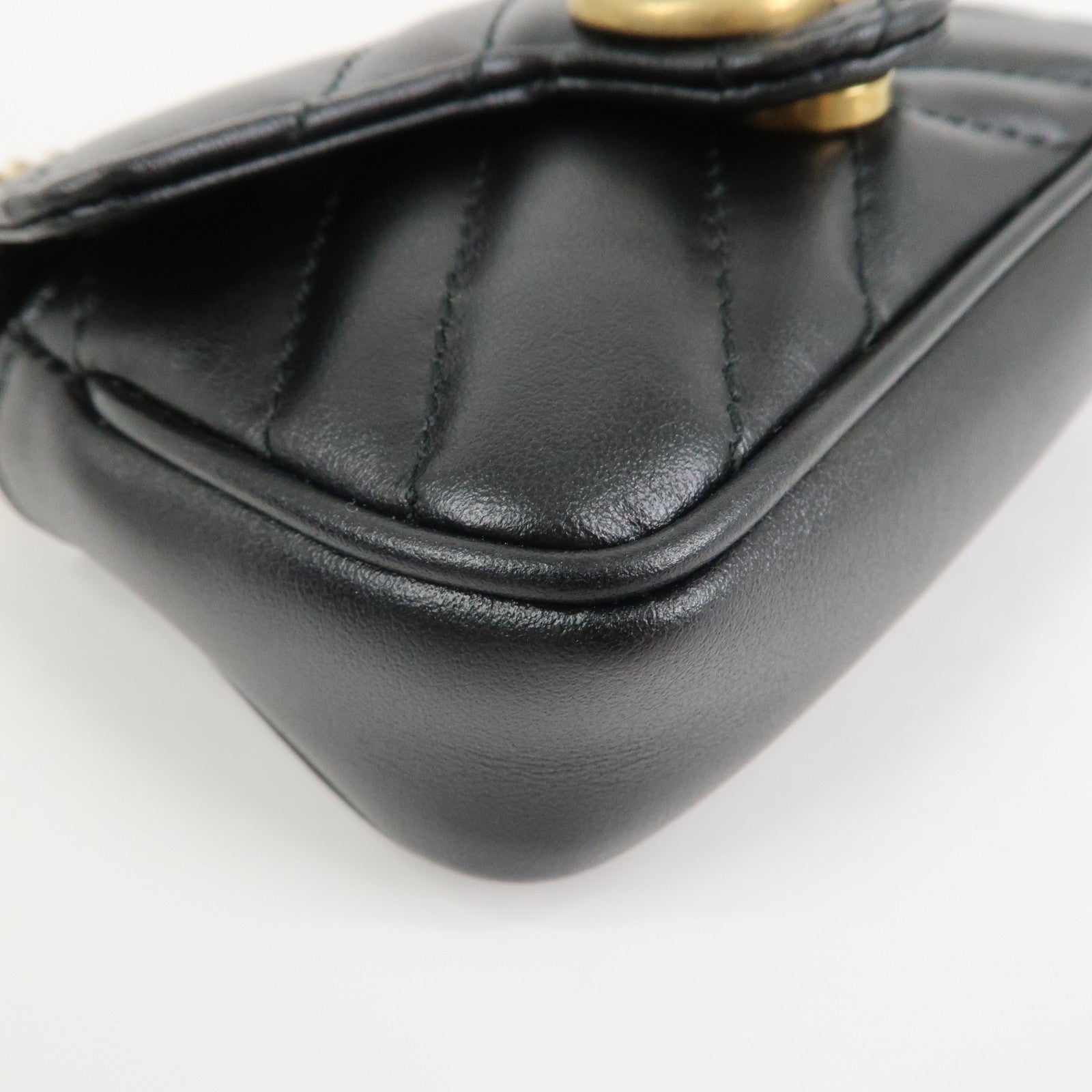 GUCCI GG Marmont Leather Chain Hand Bag Black 575161