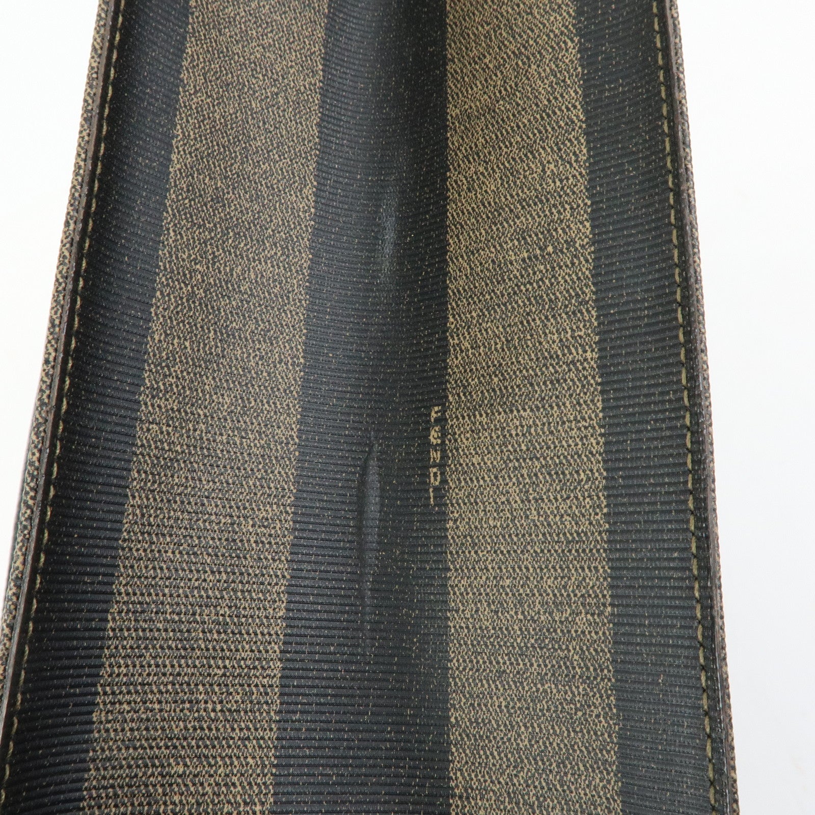 FENDI Pequin PVC Leather Tote Bag Shoulder Bag Black Brown 259980