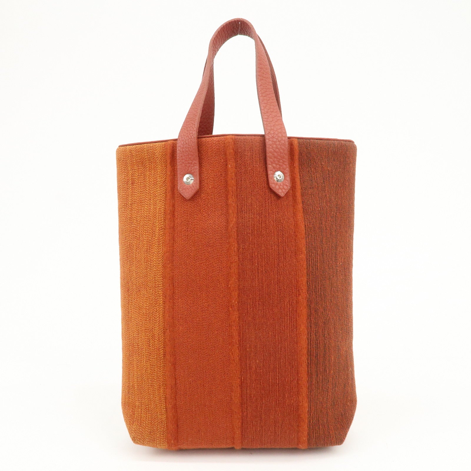 HERMES Amedaba PM Wool Canvas Leather Mini Tote Hand Bag Orange